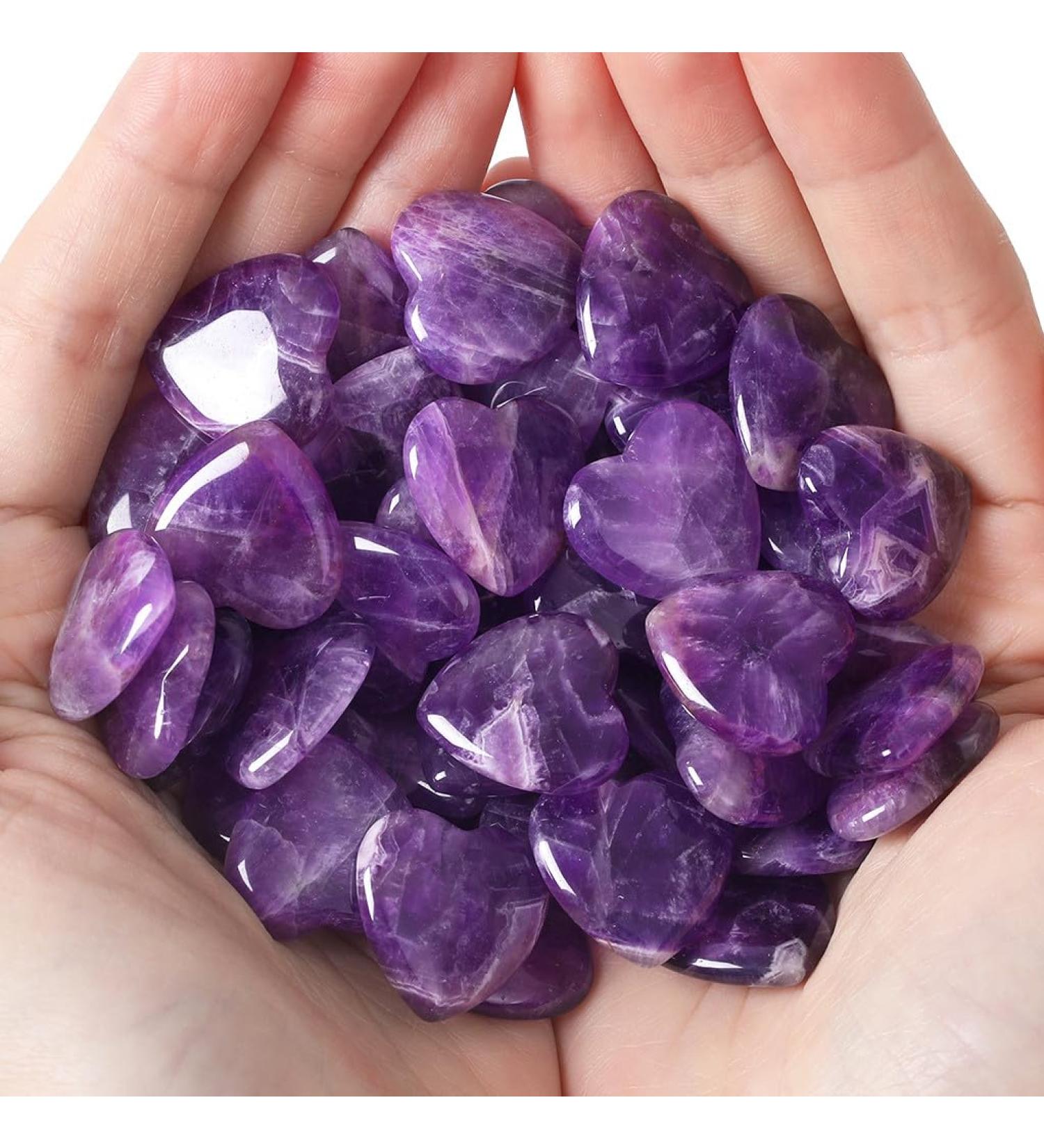 XIANNVXI 15 Pcs Amethyst Crystal Heart Stones Set for Natural Reiki Healing - Purple Gemstones - Buy Online on GoSupps.com