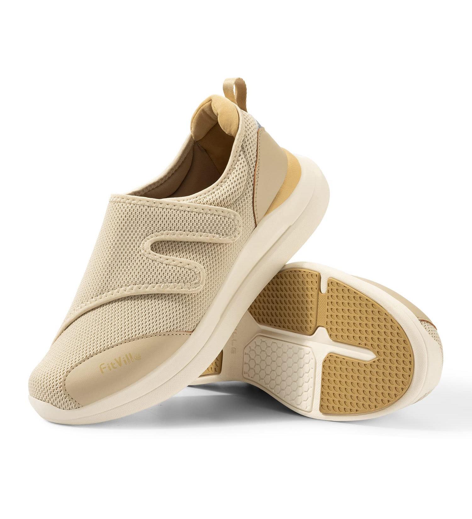 FitVille Women's Diabetic Shoes 6.5 X-Wide Khaki | Orthopedic Walking Shoes with Adjustable Closure for Swollen Feet - Buy Online on GoSupps.com