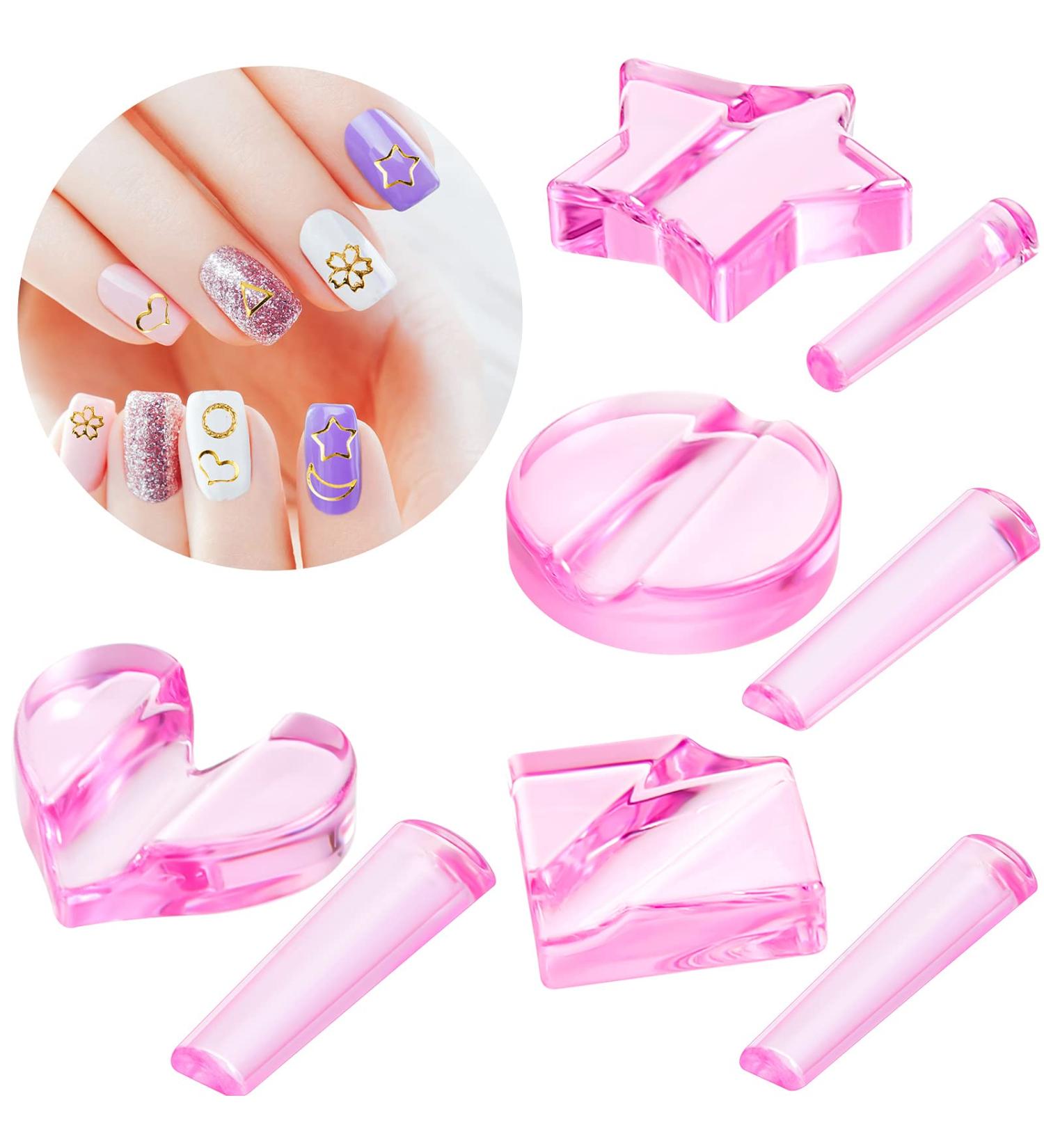 4-Piece Nail Embossed Molds | Metal Frame Bending Tools for Nail Art Design | Star, Heart Shapes | Nail Salon & Home Use - Buy Online on GoSupps.com