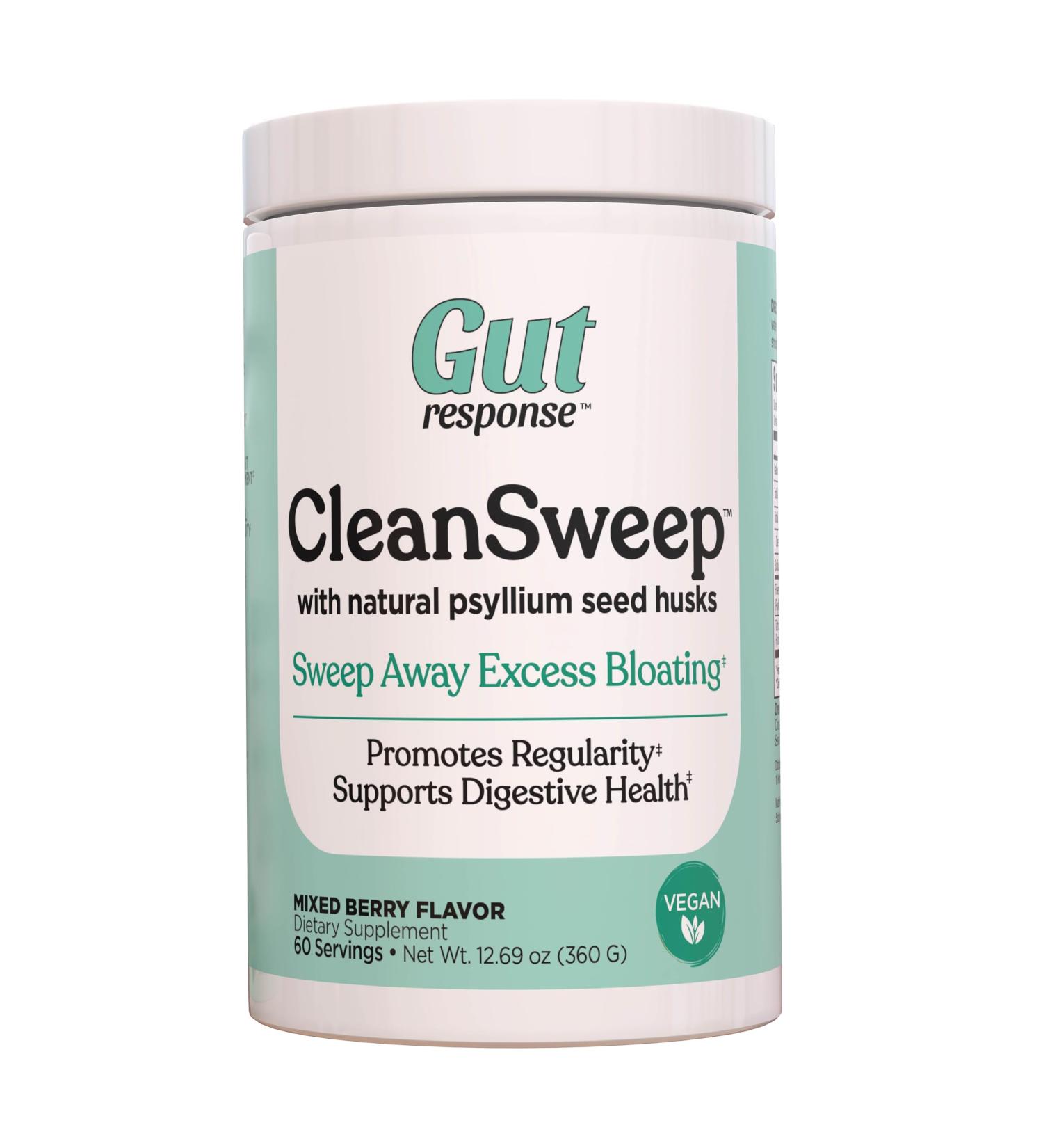 Gut Response CleanSweep with Natural Psyllium Seed Husks & Beet Fiber Natural Healthy Detox Promotes Bloating Relief Weight Management Facilitates Bowel Regularity Mixed Berry Flavor 60 Servings - Buy Online on GoSupps.com
