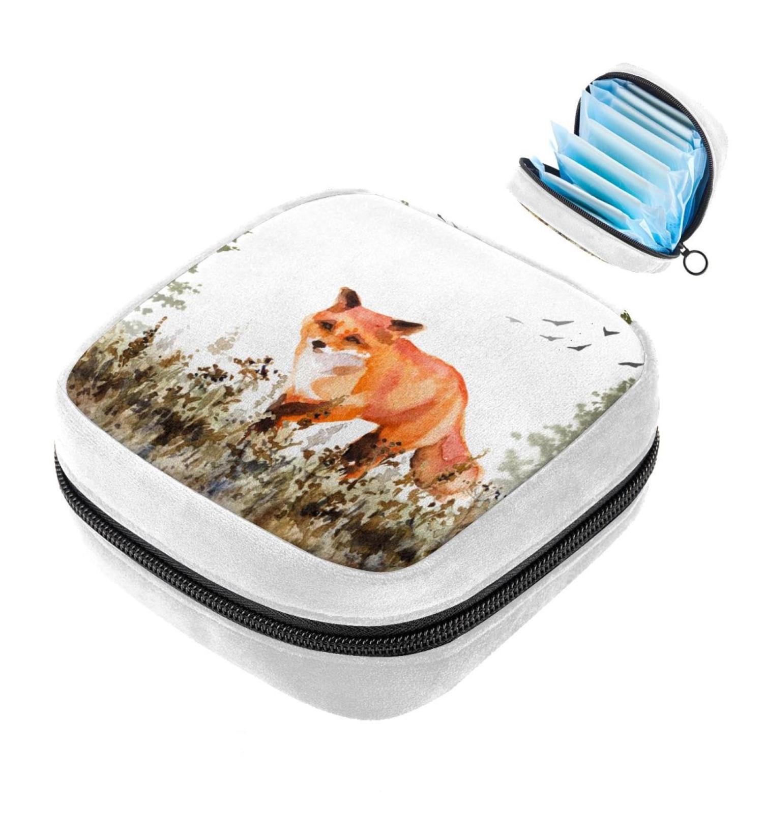 Animal Fox Color826 Sanitary Napkin Storage Bag | Period Tampon Makeup Pad Pouch - Buy Online on GoSupps.com