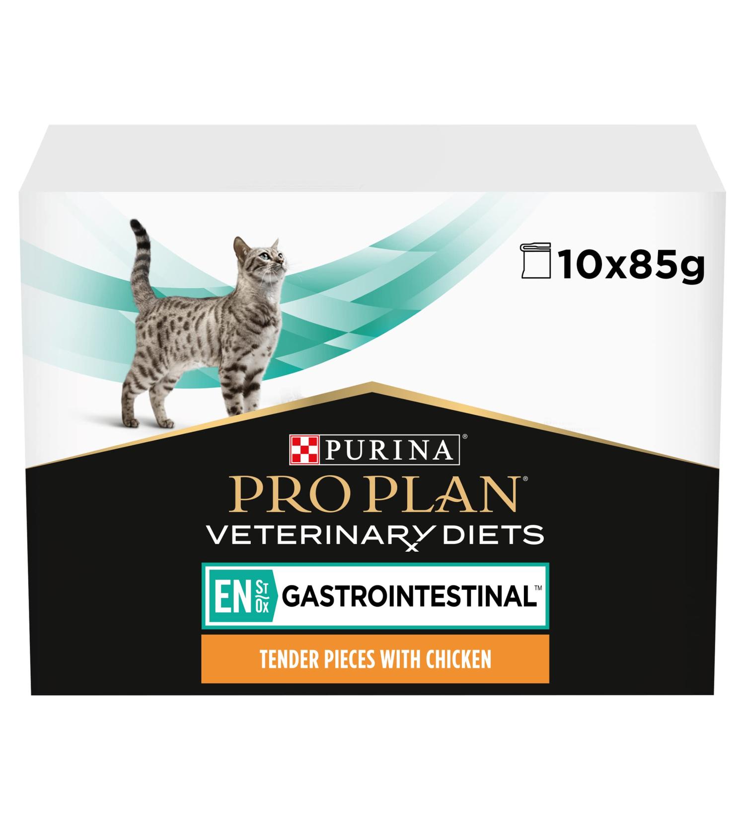PRO PLAN VETERINARY DIETS EN Gastrointestinal Wet Cat Food Chicken 10x85g 850g Pack of 4 - Buy Online on GoSupps.com
