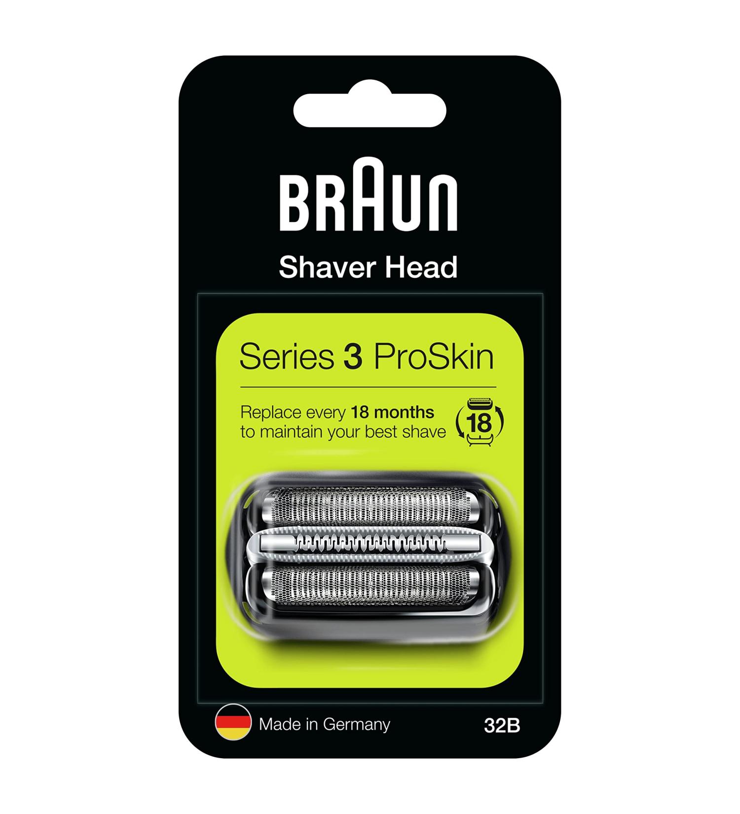Braun Series 3 Replacement Shaver Head - Compatible with ProSkin Electric Shavers 32B, Black - Buy Online on GoSupps.com