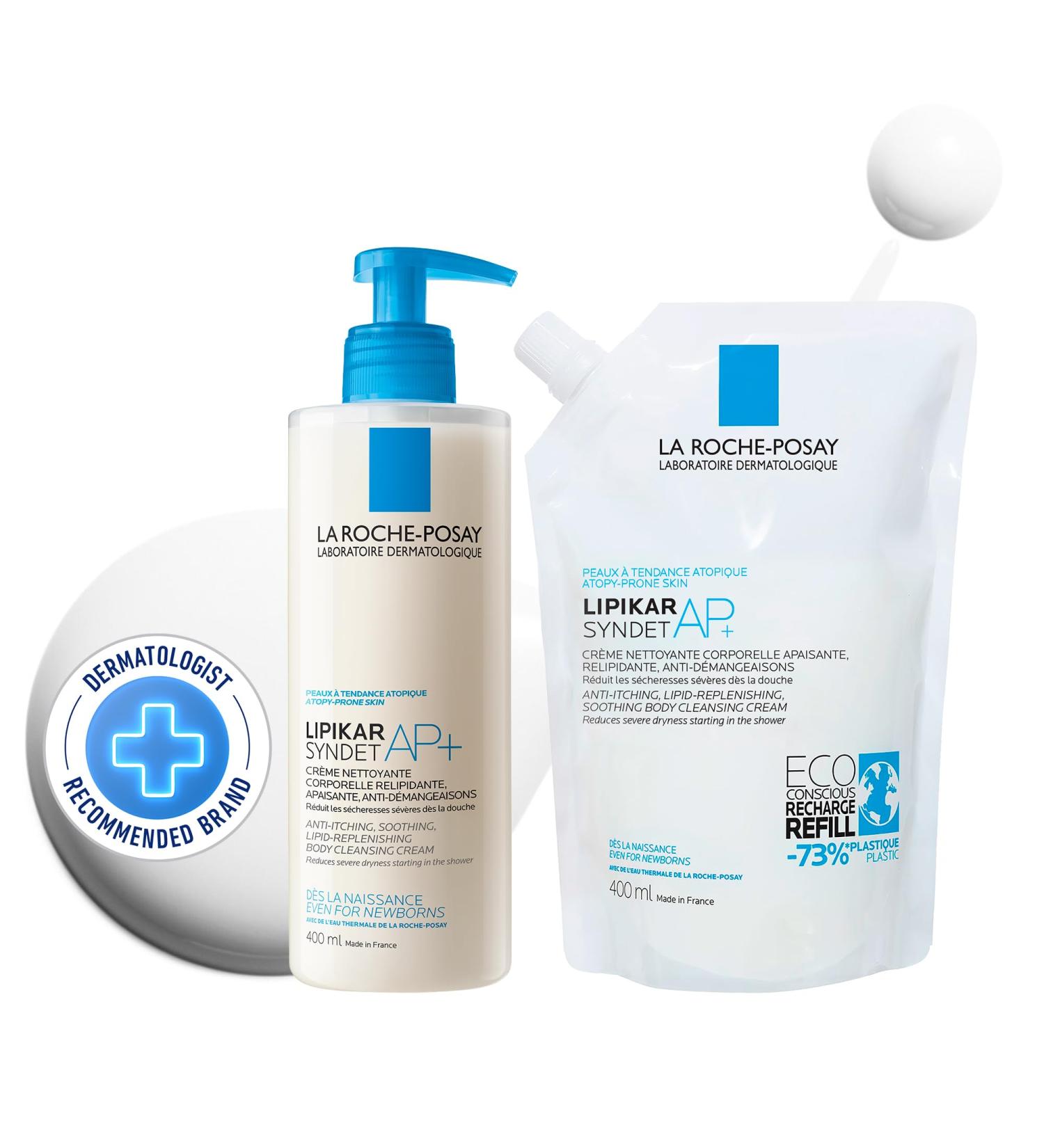 La Roche-Posay Body Wash & Refill Pack Lipikar Syndet AP+ Anti-Itch Body Wash For Eczema-prone Skin with Shea Butter & Niacinamide Fragrance Free Suitable for Sensitive Skin 400ml & Refill BUNDLE: 400mL & REFILL pack of 2 - Buy Online on GoSupps.com