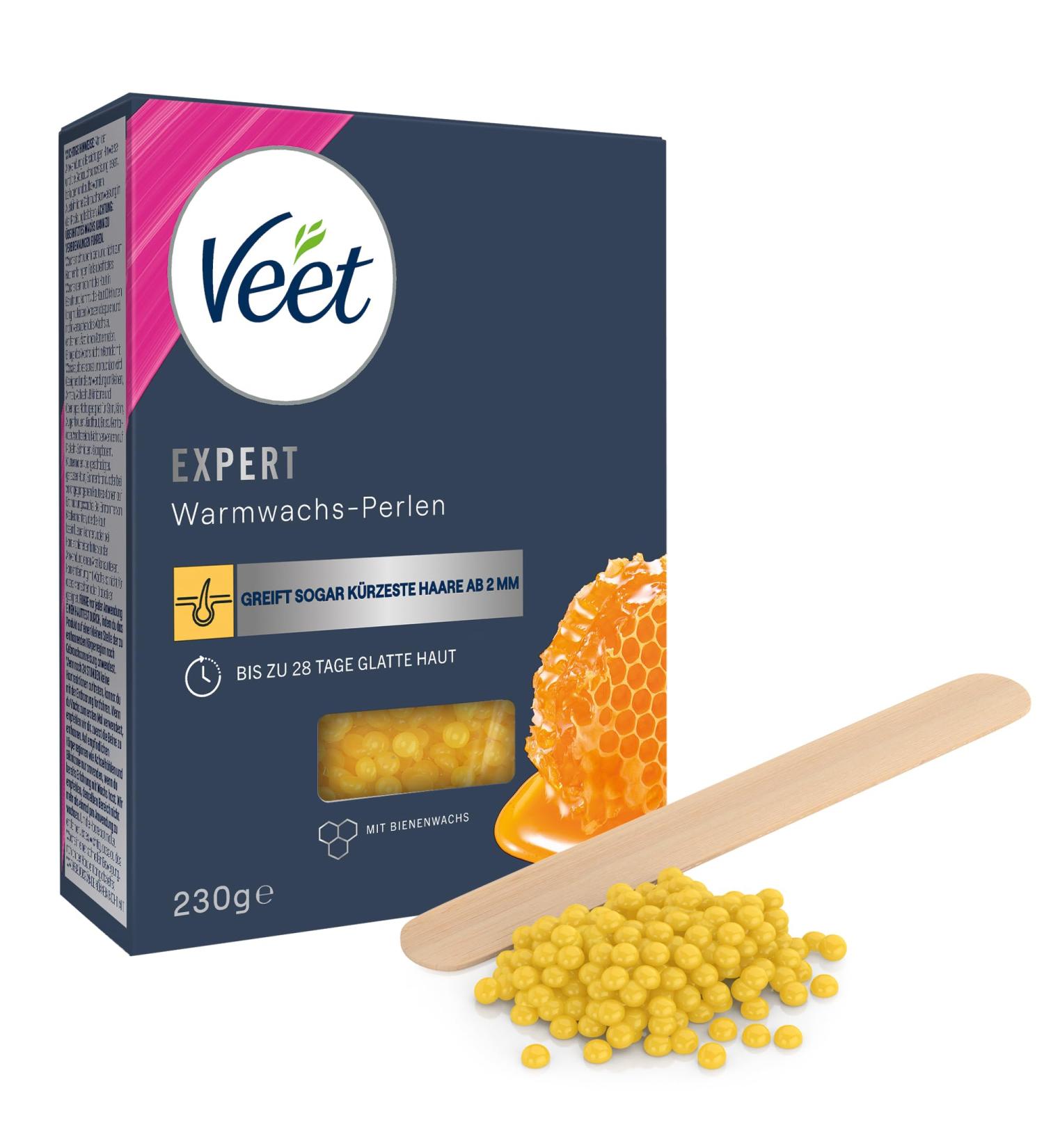 Veet Expert Warmwax Pearls - Premium Hair Removal Waxing Pearls with Beeswax for Electric Warm Wax Devices & Water Bath - 230g Spatula Included - Buy Online on GoSupps.com