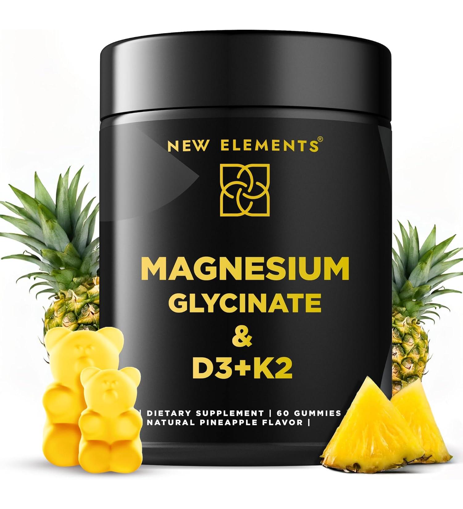 Calm Magnesium Glycinate Gummies 500mg with High-Potency Vitamin D3 10000iu & Vitamin K2 100mcg | Stress Relief, Relaxation & Bone Support for Adults | Vegan, Non-GMO, Gluten-Free, Pineapple Flavor - Buy Online on GoSupps.com