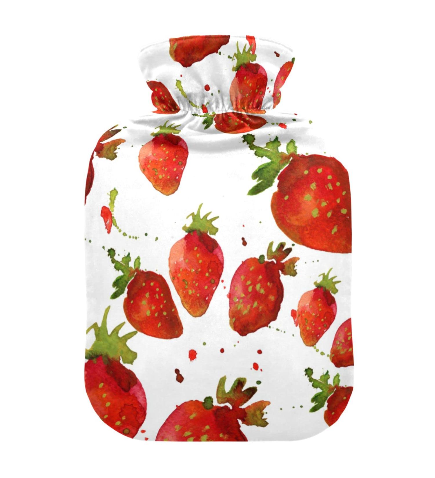 Hot Water Bottles with Strawberry Cover - 2L Pain Relief & Therapy | Heat & Cold Bags for Feet & Bed Warmth - Buy Online on GoSupps.com