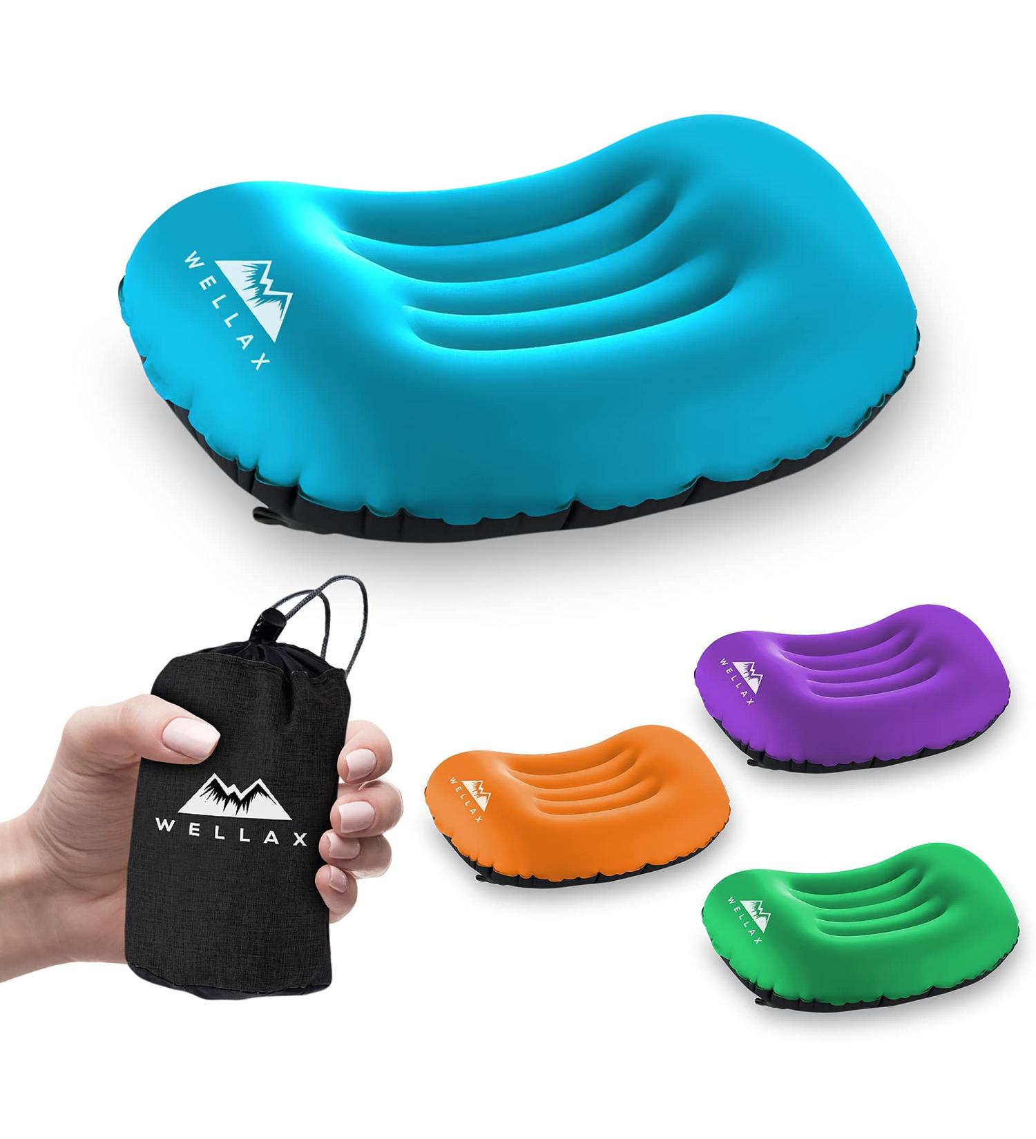 WellaX Ultralight Camping Pillow - Compact & Inflatable for Travel, Backpacking & Camping - Comfortable Blue Pillow - Buy Online on GoSupps.com