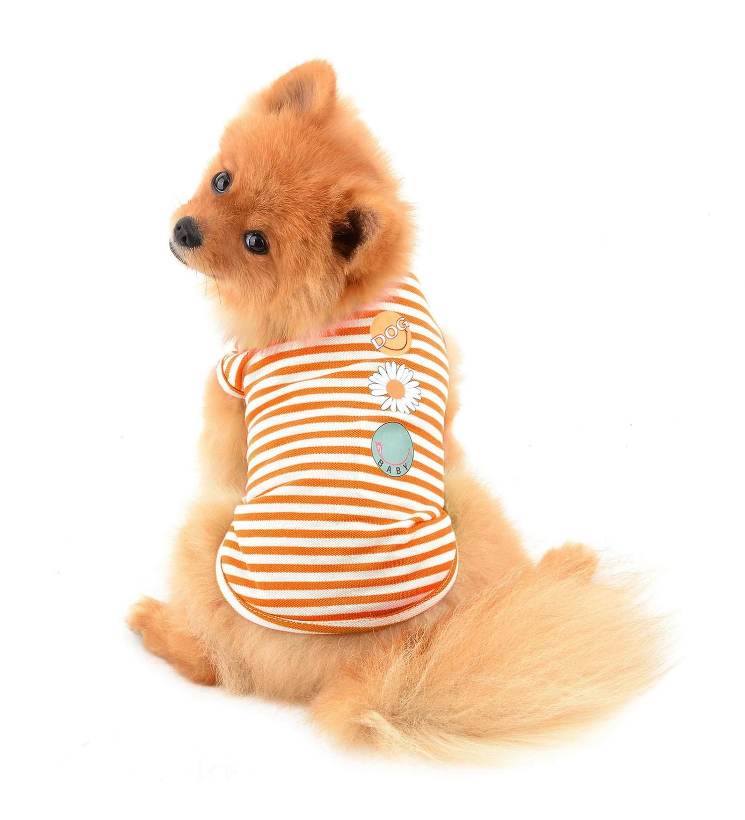 PAIDEFUL Stripe Dog Shirt XXL Orange - Soft Cotton Vest for Small Medium Dogs/Cats - Breathable Tank Top for Chihuahua, Yorkie - Pet Summer Clothes - Buy Online on GoSupps.com