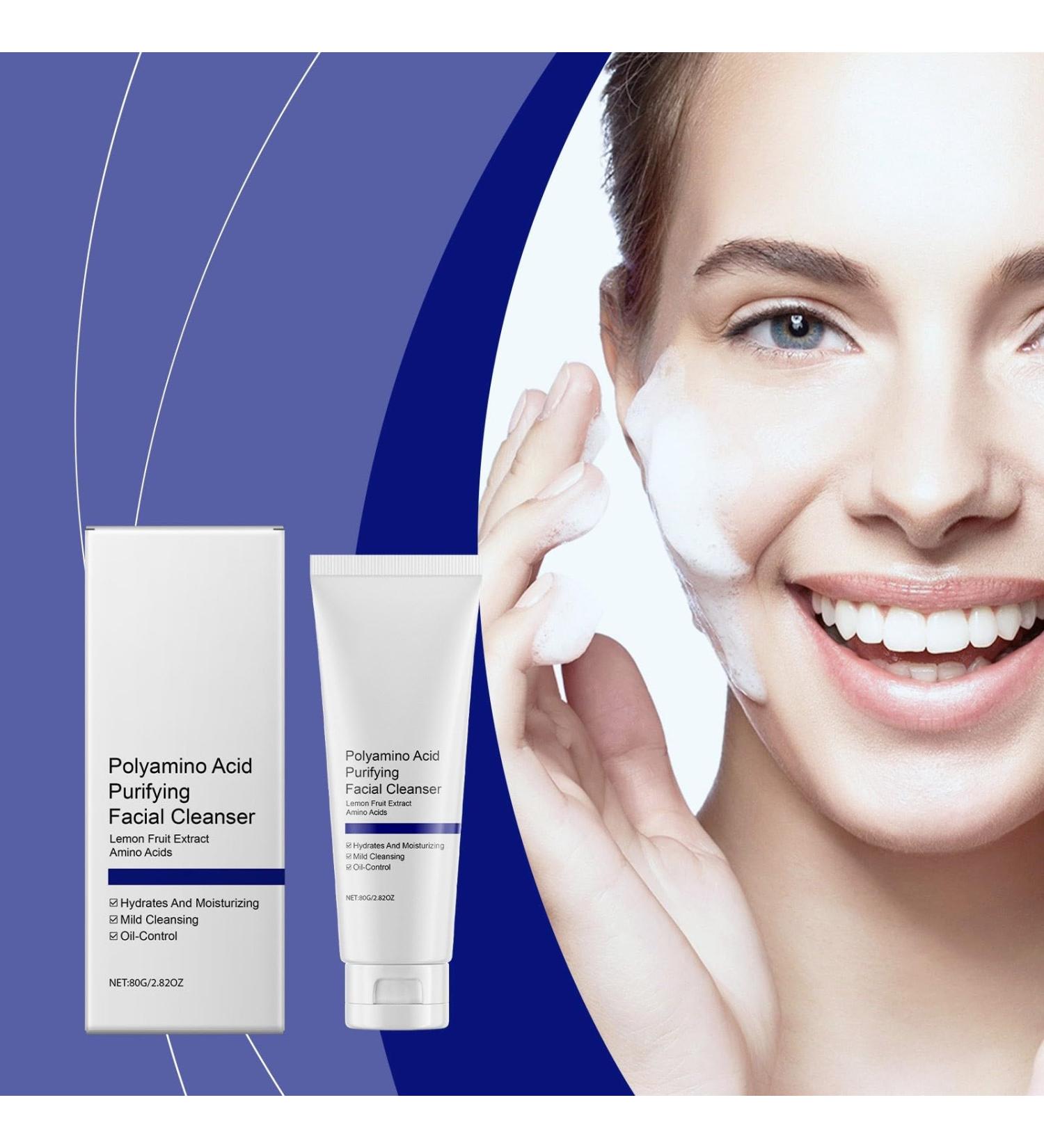 Polyamino Acid Purifying Facial Cleanser Deep Cleansing Face Wash for Soft Radiant Skin Gentle Daily Cleanser for All Skin Types White - Buy Online on GoSupps.com