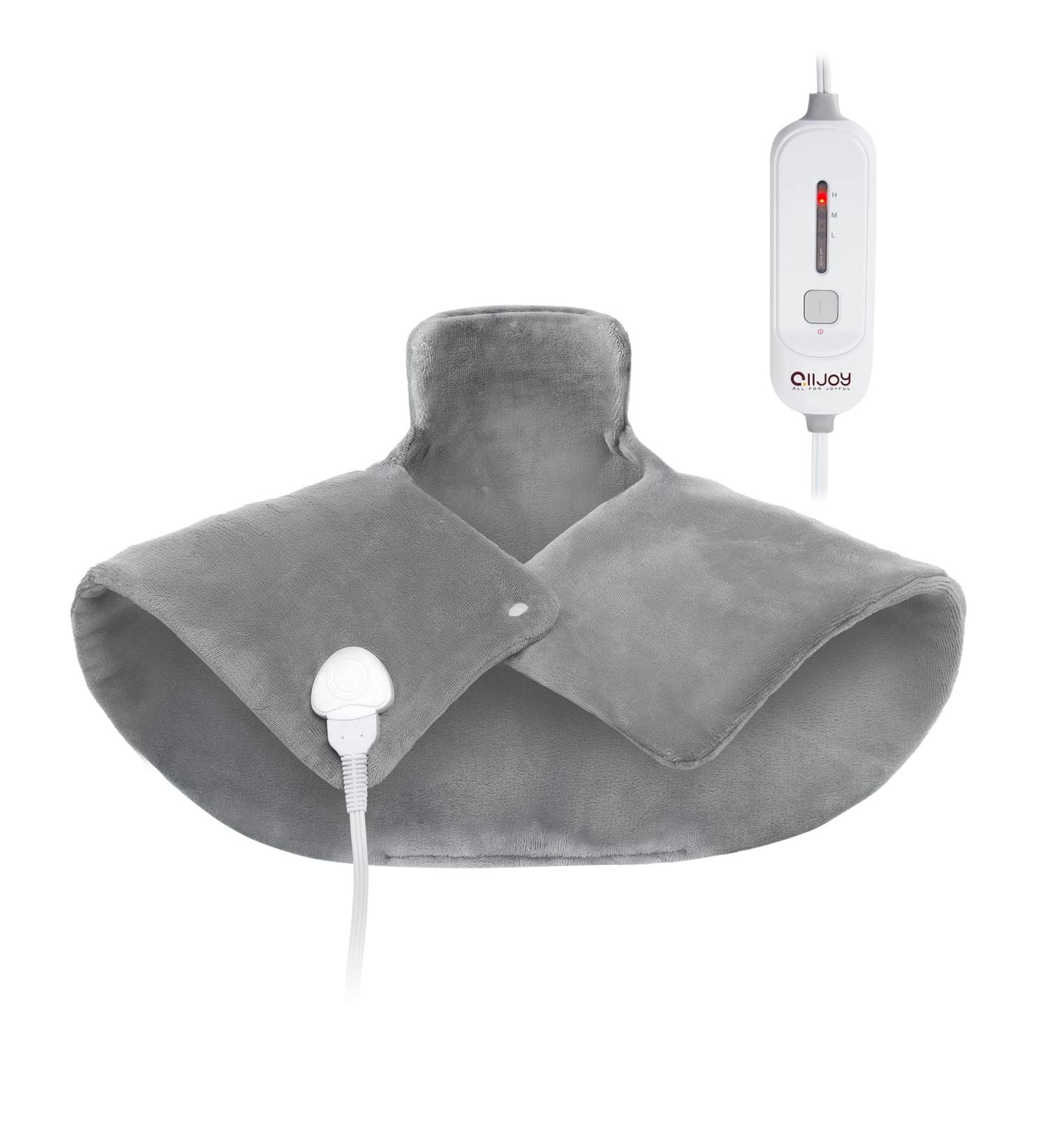 ALLJOY Electric Shoulder Heating Pad for Neck & Shoulders - Skin-Friendly Heated Wrap for Pain Relief - 3 Heat Settings - Auto Shut Off - 25*18 Gray - Buy Online on GoSupps.com