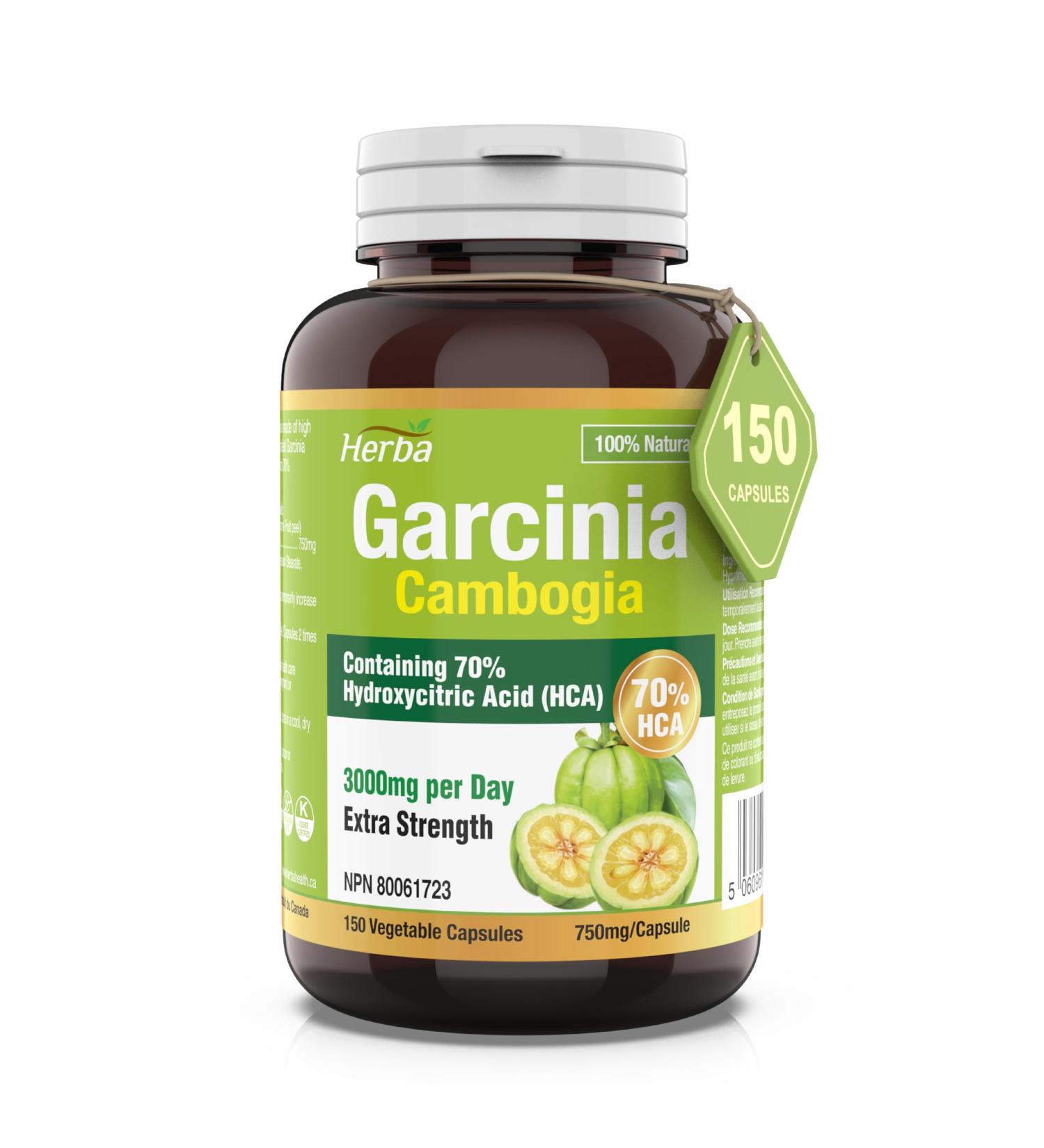 Herba Garcinia Cambogia Extract 150 Capsules | 3000mg Per Day | 70% HCA | Extra Strength | Maintain Blood Sugar Levels | Healthy Glucose Metabolism | Highest Potency Pills for Women & Men | Product of Canada | 150 Capsules 150 count (Pack of 1) - Buy Online on GoSupps.com