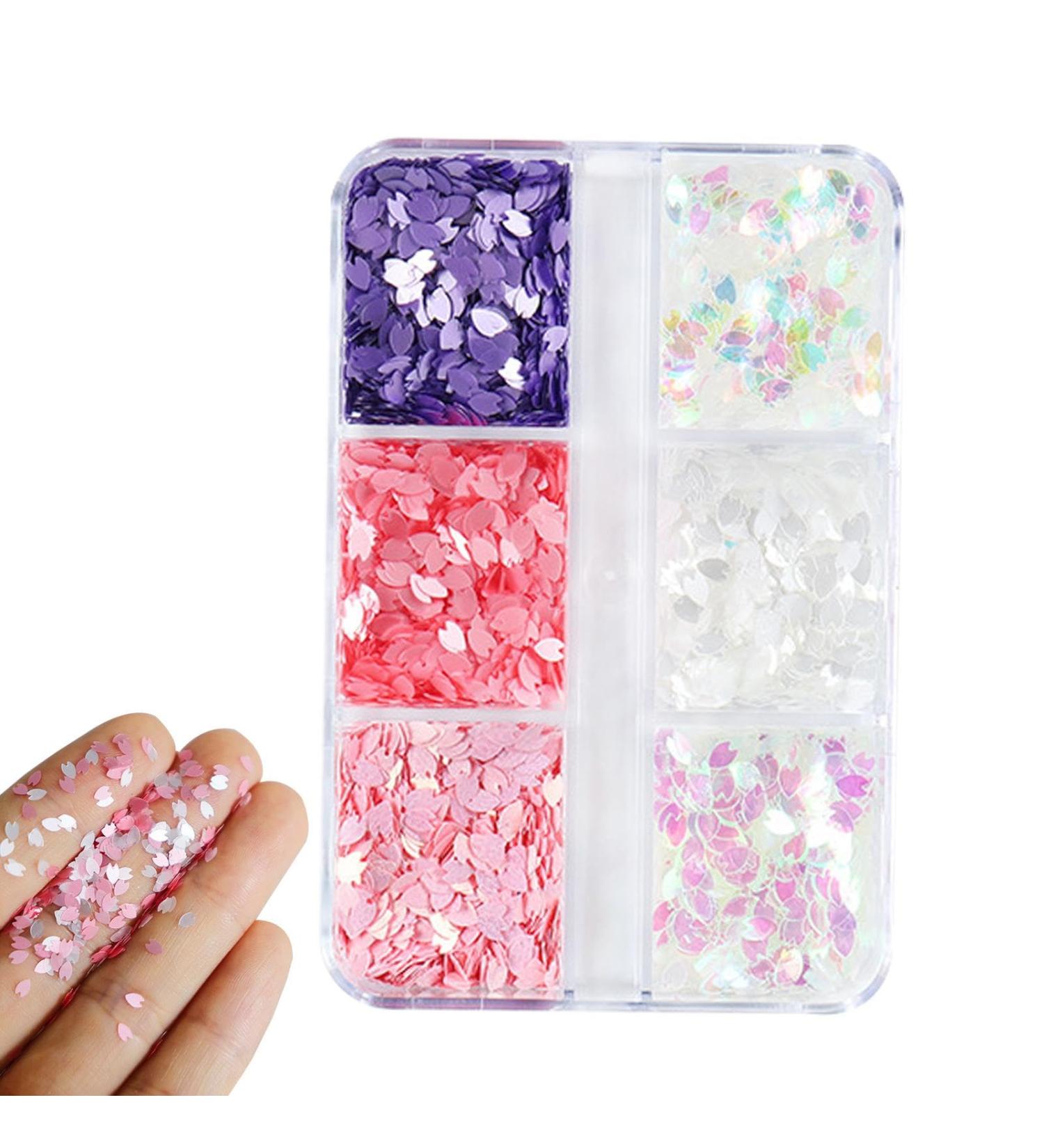 Shakven 3D Nail Charm 6-Colors Flower Sequin Spring Nail Charm Manicure | 3D Cherry Blossoms Petals Flower Sequin for Women Nail Decoration - Buy Online on GoSupps.com