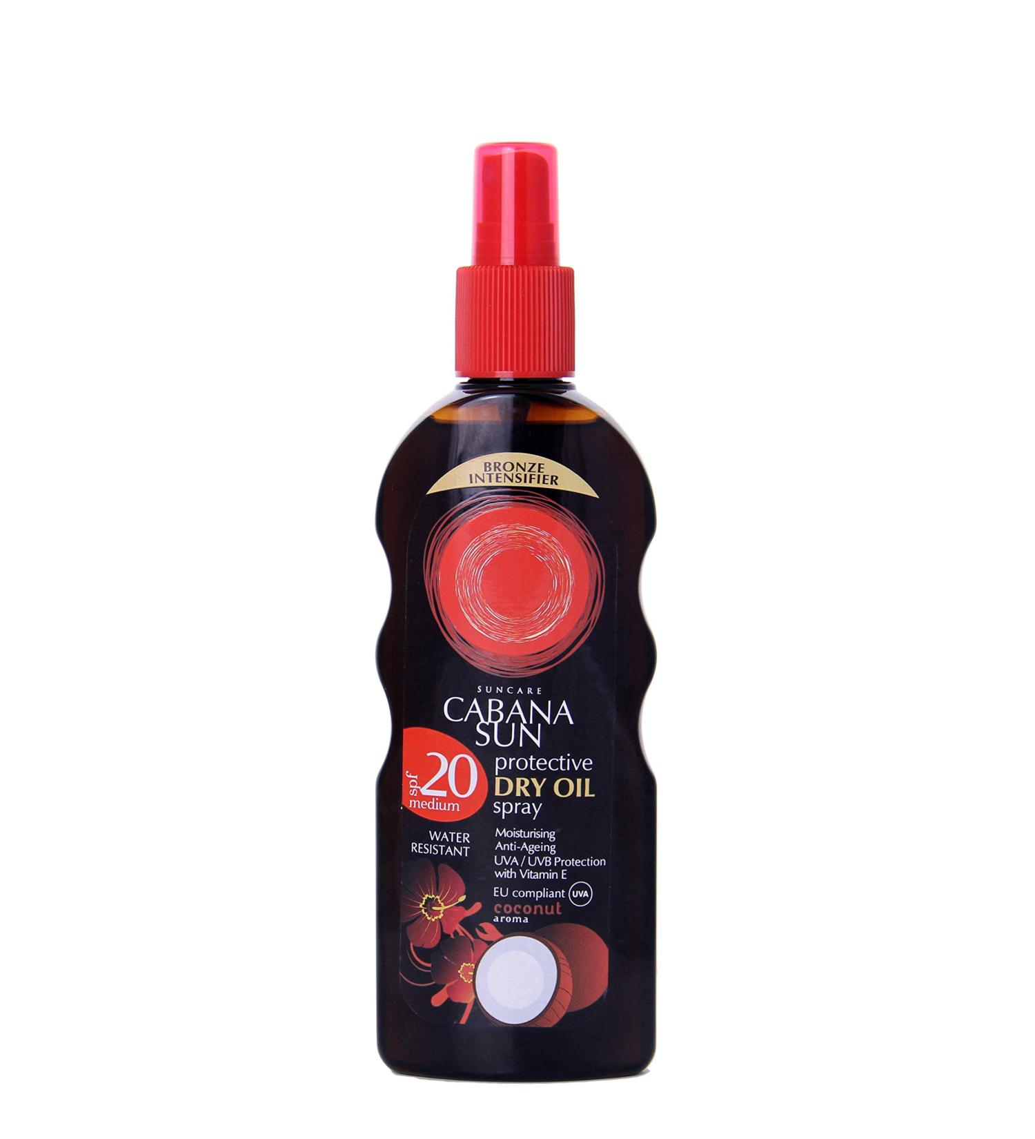 Cabana Sun Deep Tanning Dry Oil Spray Coconut Water Resistant 200ml SPF20