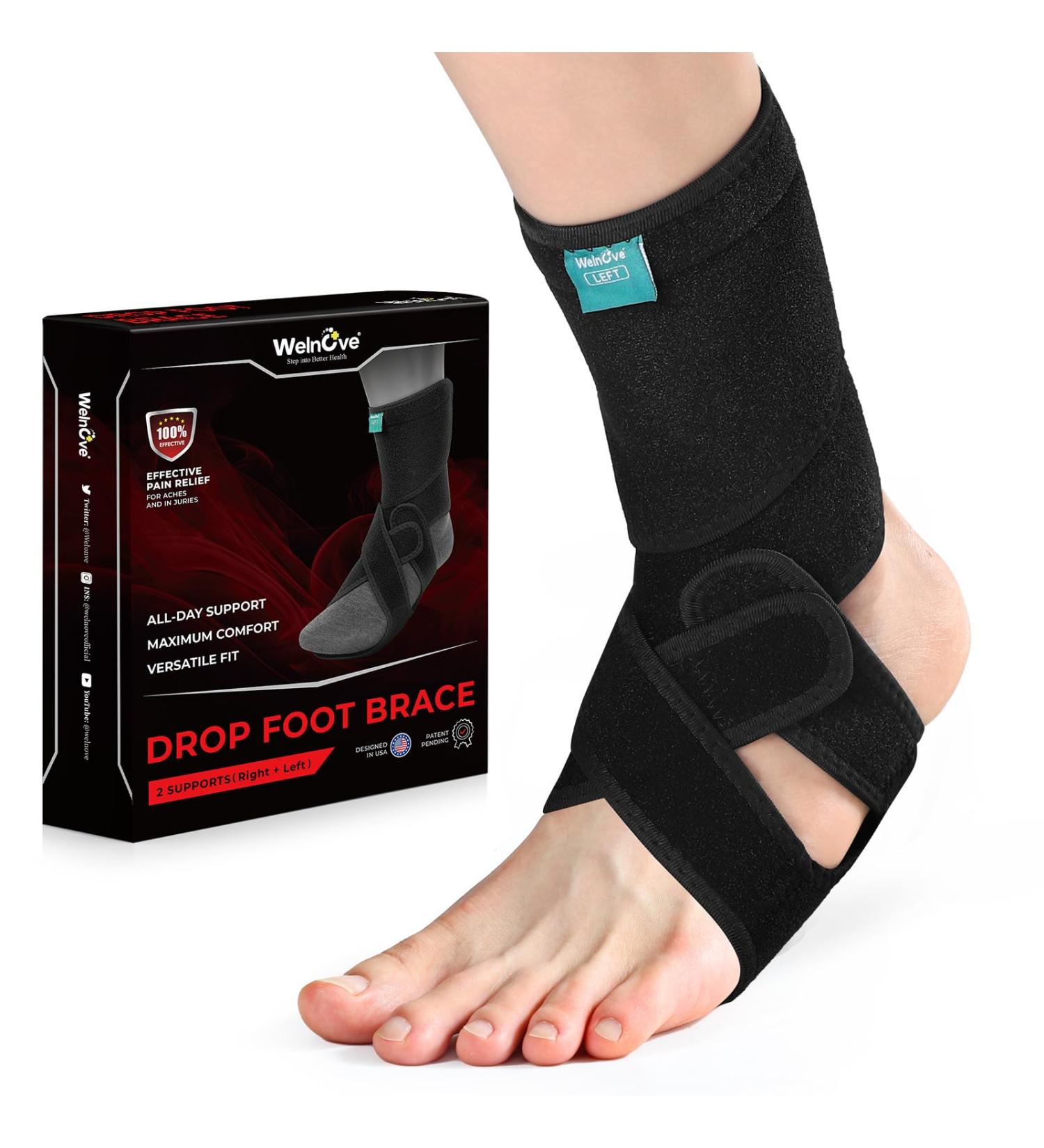 Welnove Pack Drop Foot Brace with Arch Support AFO Ankle Brace