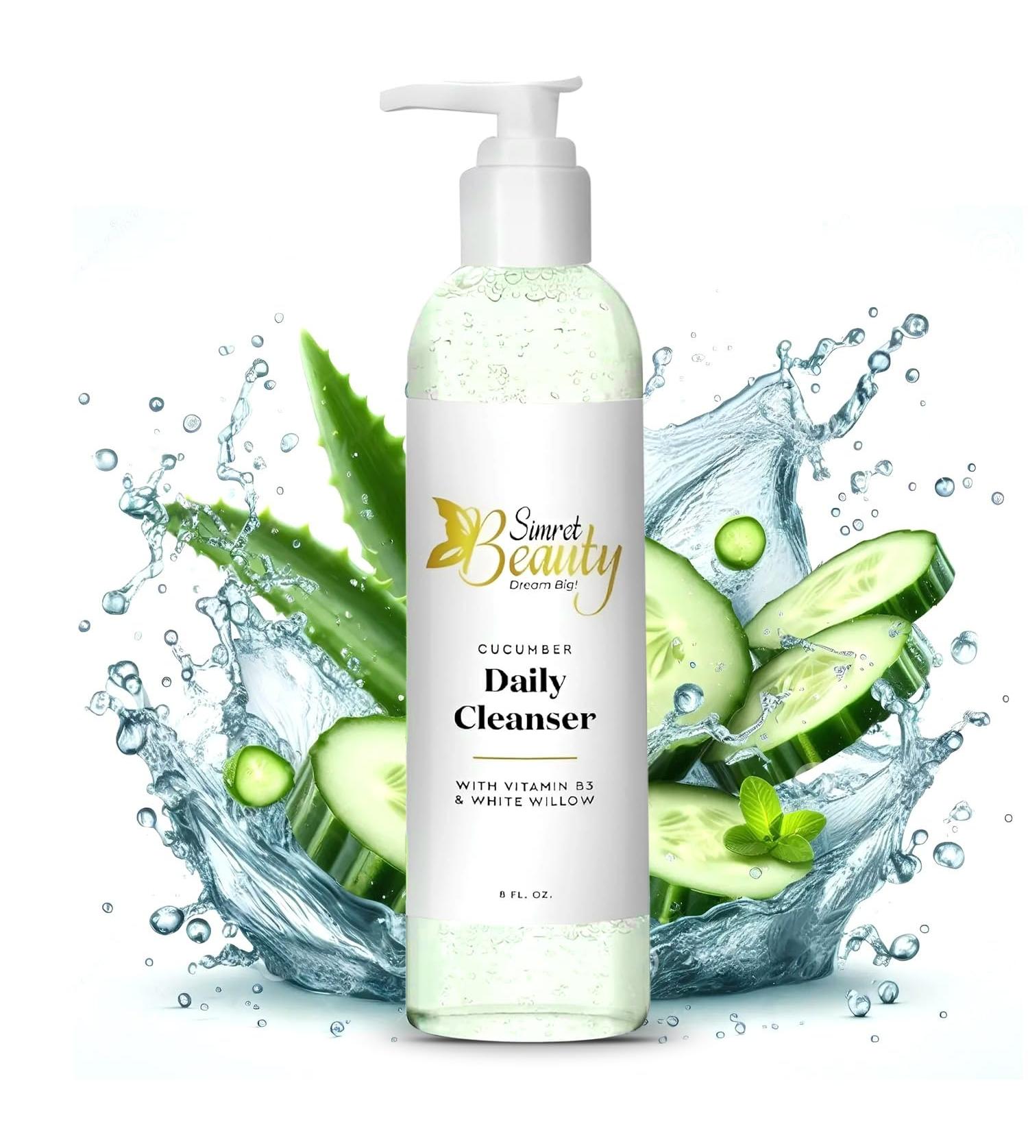 Cucumber Face Wash - Hydrating Cleanser with Vitamin B3 & White Willow | Sulfate-Free Vegan 8 fl oz - Shop Internationally - Buy Online on GoSupps.com