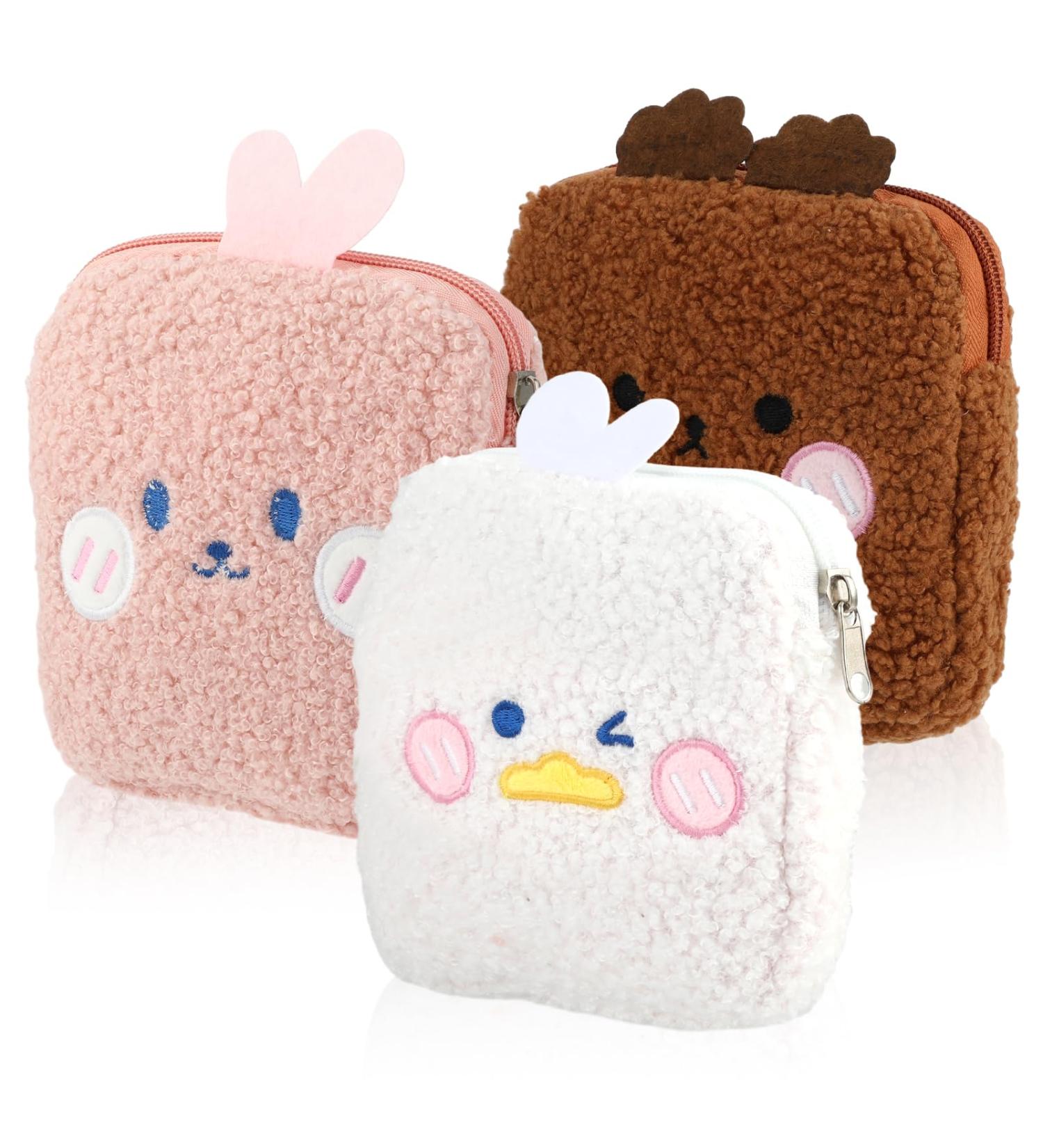Jeffdad Sweet Women's Storage Pocket - 3 Portable Tampon Bags | Plush Period Bag for Girls | Stylish Mini Collector Cultural Bags - Buy Online on GoSupps.com