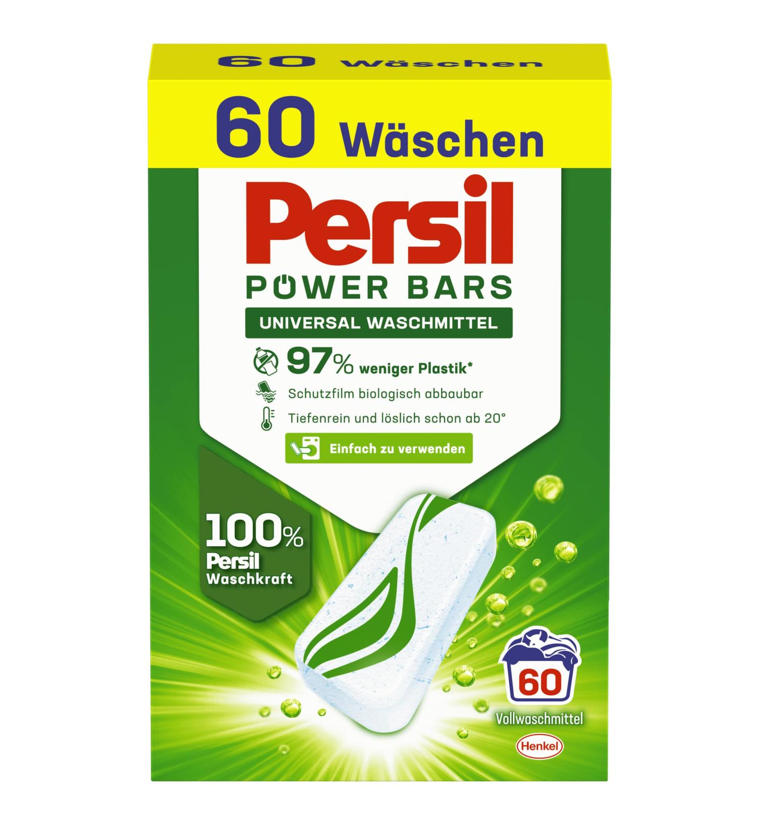 Persil Power Bars Universal Detergent - 60 Wash Loads Pre-Dosed Sustainable Packaging for Hygienic Laundry (60 Pieces) - Buy Online on GoSupps.com