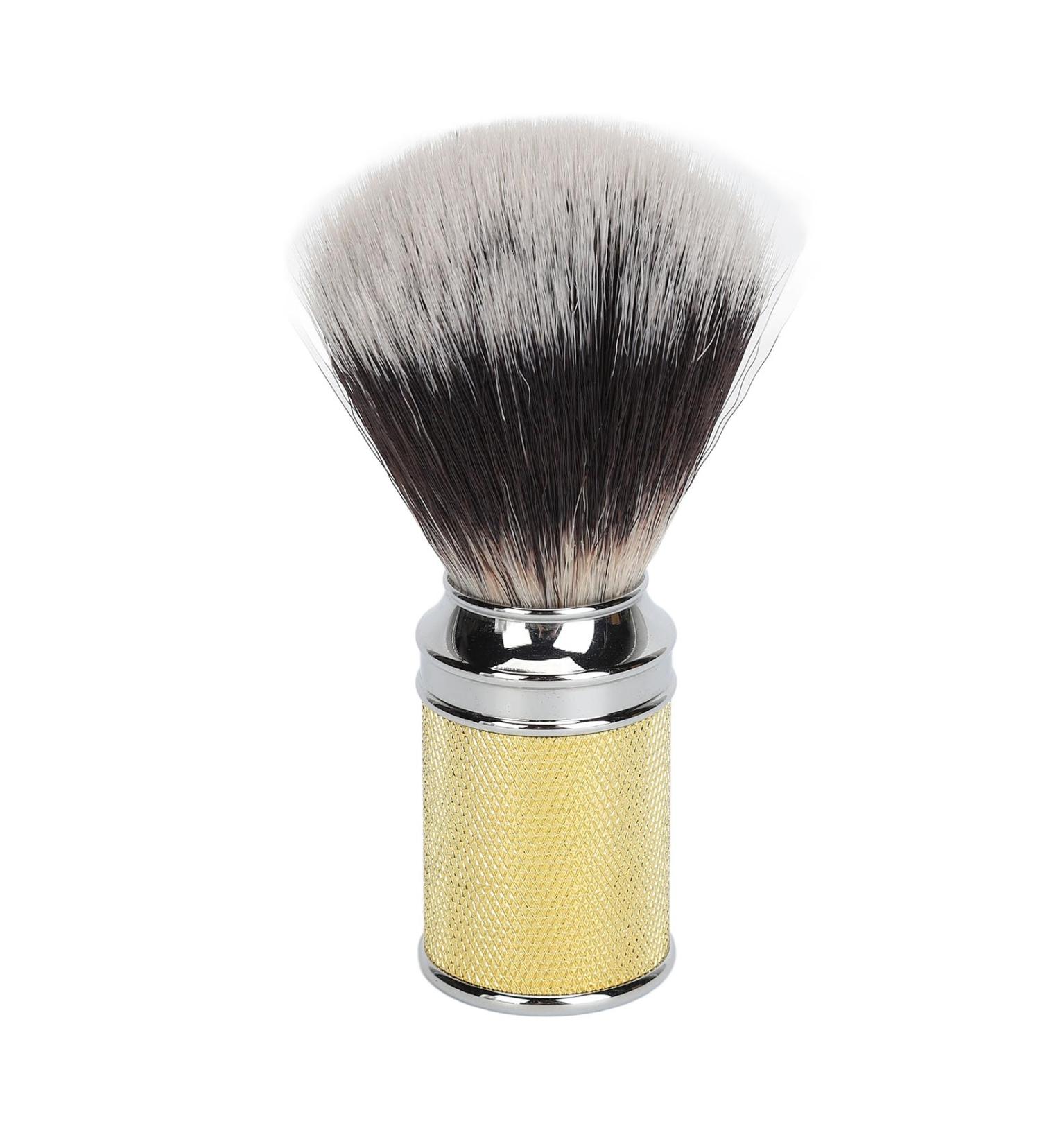 Saluaqui Gold Razor Brush for Men | Premium Shaving & Soap Brush | Curved Handle Synthetic Foam & Nylon Bar Brush - Buy Online on GoSupps.com