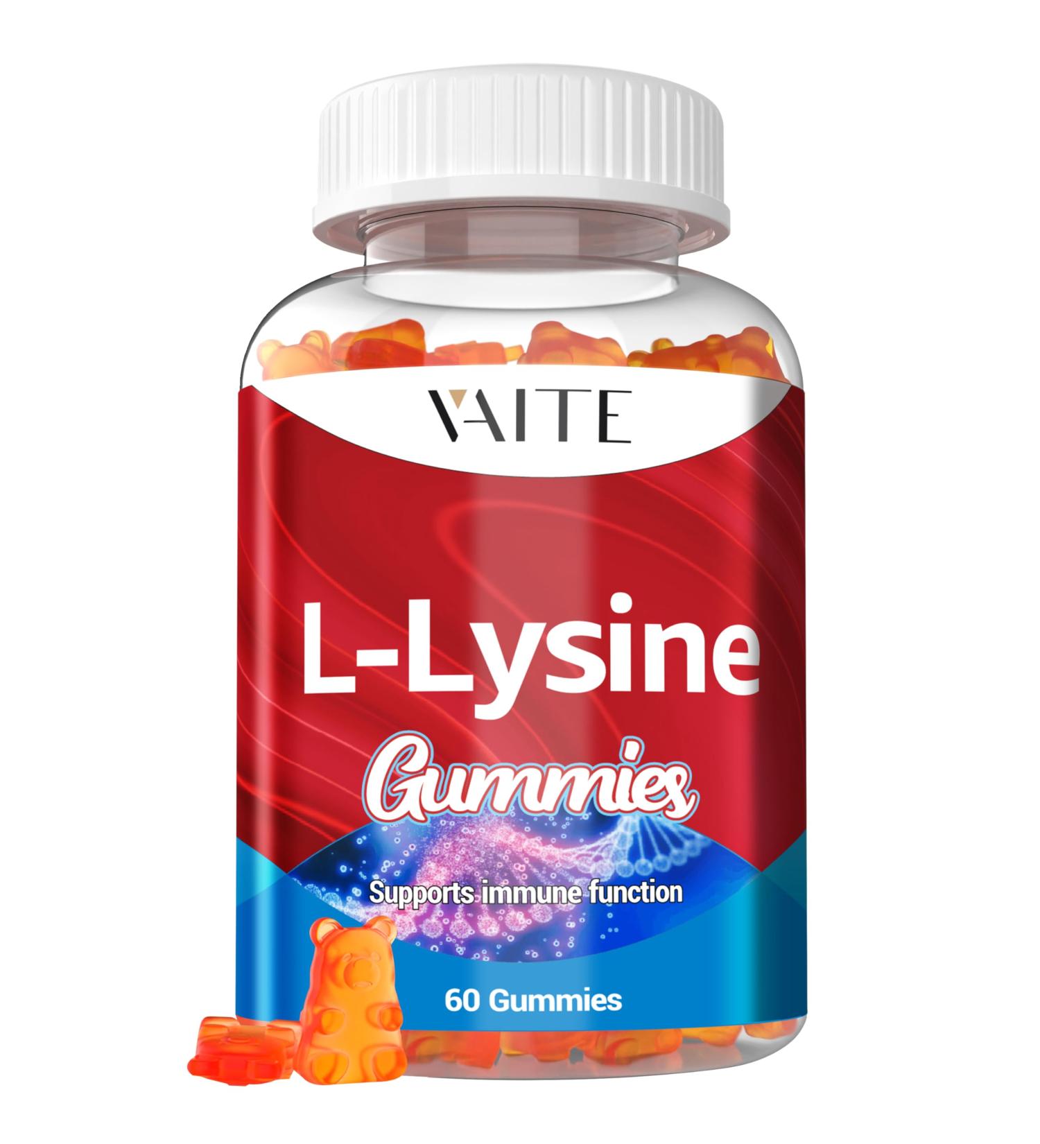 L-Lysine 1000mg Gummies - Vegan Gluten Free Chewable Amino Acid Supplement for Skin & Immune Support - 60 Count Non-GMO - Buy Online on GoSupps.com