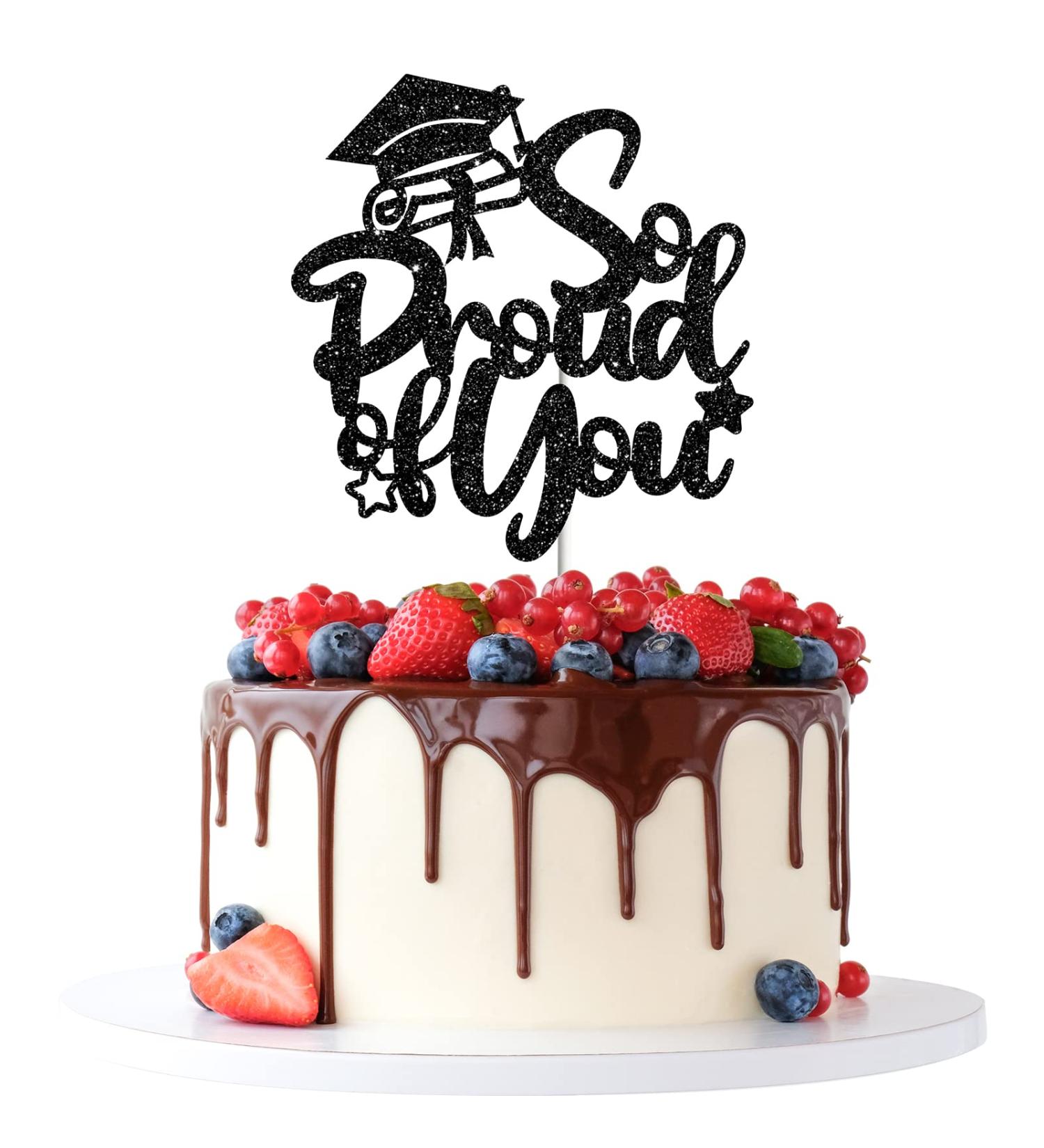 Tenhaisi Black Glitter So Proud of You Cake Topper 2024 Graduation Party Decoration Congrats 2024 Grad Sign Cake Decor High School/College Graduation Party Supplies - Buy Online on GoSupps.com
