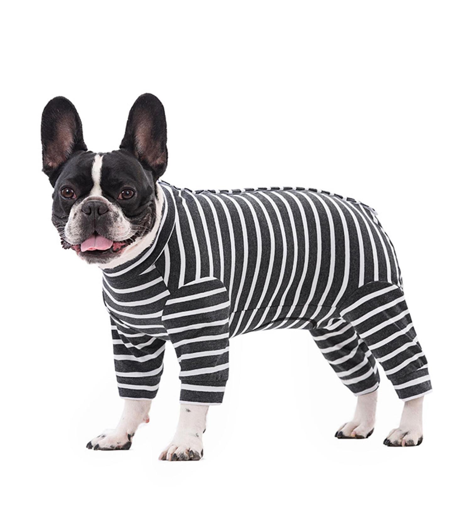 Ruiqas Dog Surgery Suit XL - Anti-Lick Breathable Body for Male & Female Dogs - Dark Gray Striped Pet Recovery Wear - Buy Online on GoSupps.com