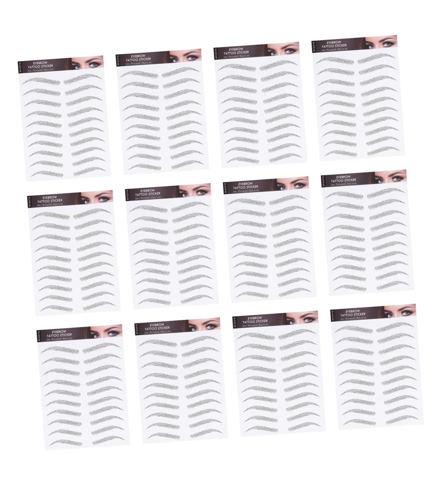 Mikinona 12 Sheets Waterproof Eyebrow Stickers Eyebrow Shaping Sticker Imitation Eyebrow 3d Makeup Tools Hair - Buy Online on GoSupps.com