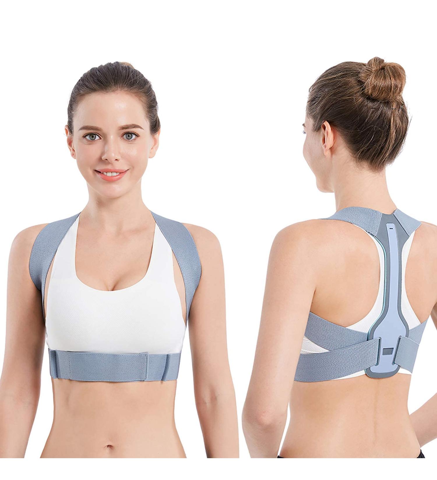 Posture Corrector for Women and Men - Upper Back Brace Straightener and Clavicle Chest Support - Grey, Medium - Buy Online on GoSupps.com