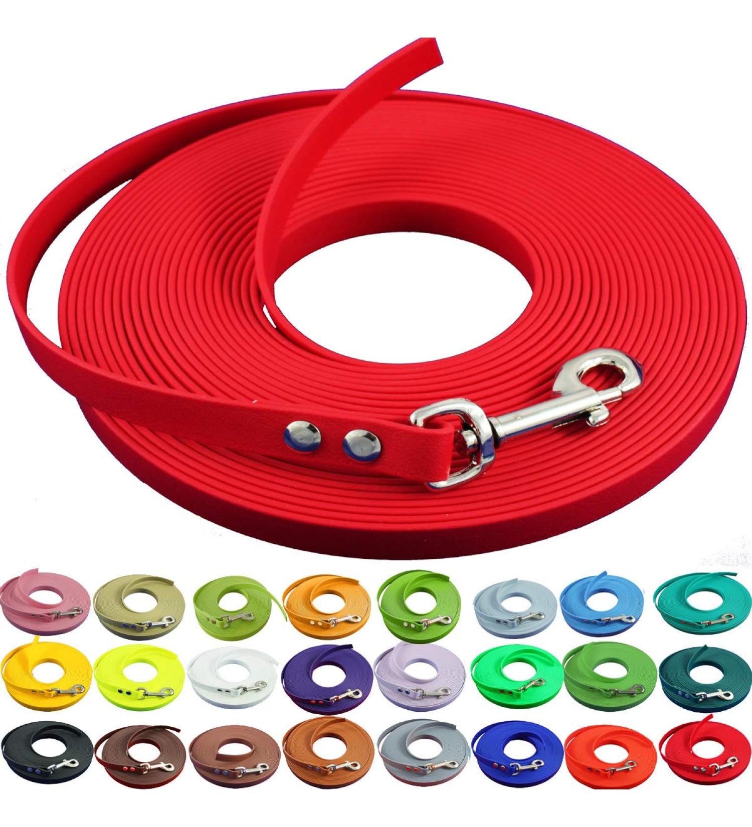Bio-Line 12mm Dog Leash 3.0m - Biothane Water-Repellent No Hand Loop - Ideal for Small & Large Dogs - Red | International Shipping - Buy Online on GoSupps.com