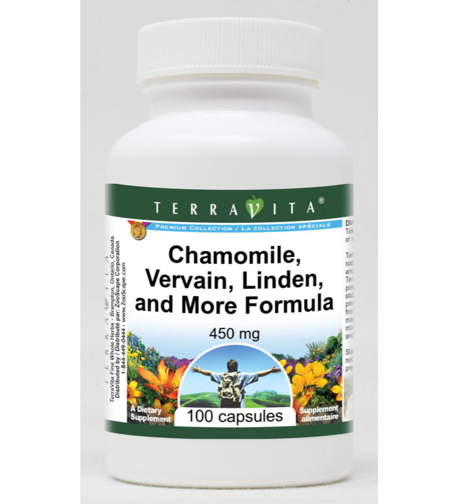 Chamomile Vervain Linden and More Formula - 450 mg (100 Capsules ZIN: 512191) - Buy Online on GoSupps.com