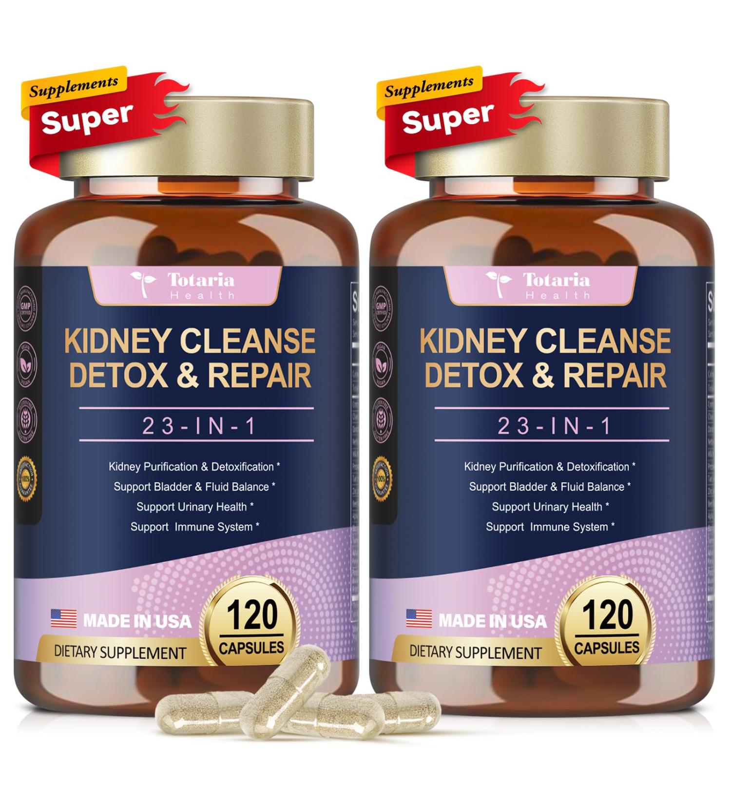 Totaria (2 P) Kidney & Liver Cleanse Detox & Repair Capsules Chanca Piedra & Cranberry Pills for Liver & Kidney Support Supplement Extra Strength for Stones Dissolver Urinary Tract Health for Woman - Buy Online on GoSupps.com