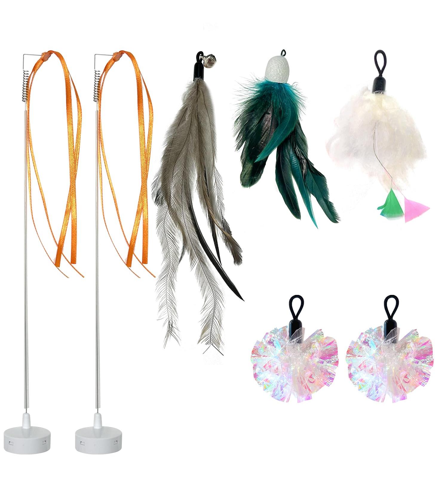 GlodenSun 3in1 Interactive Cat Toys Replacement Attachments 7PCS Cat Teaser Toy Refills Cat Wand Attachments Various Refills-More Fun - Buy Online on GoSupps.com