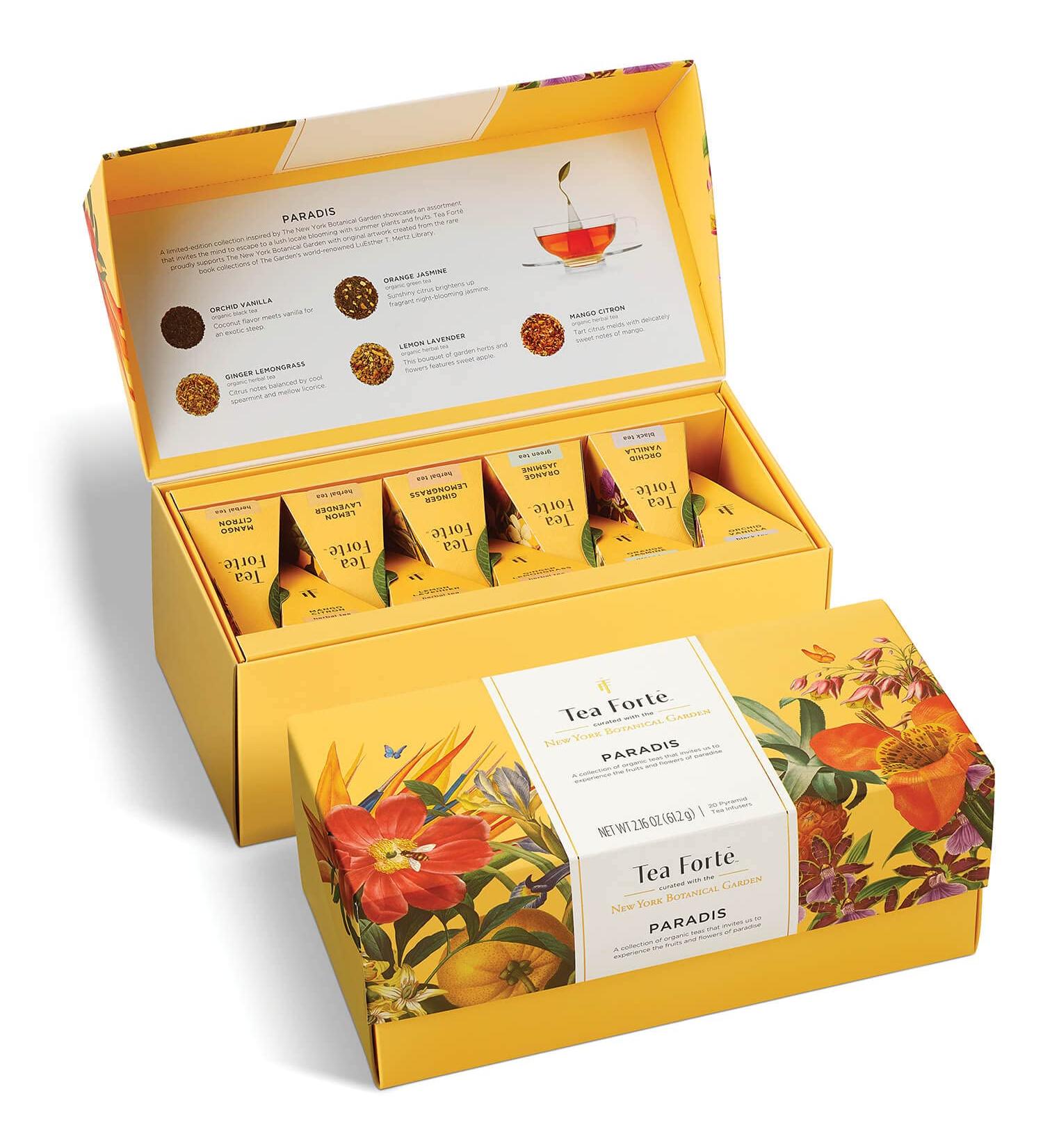 Tea Forte Presentation Box - 20 Assorted Variety Pyramid Tea Sampler Gift Set - Buy Online on GoSupps.com