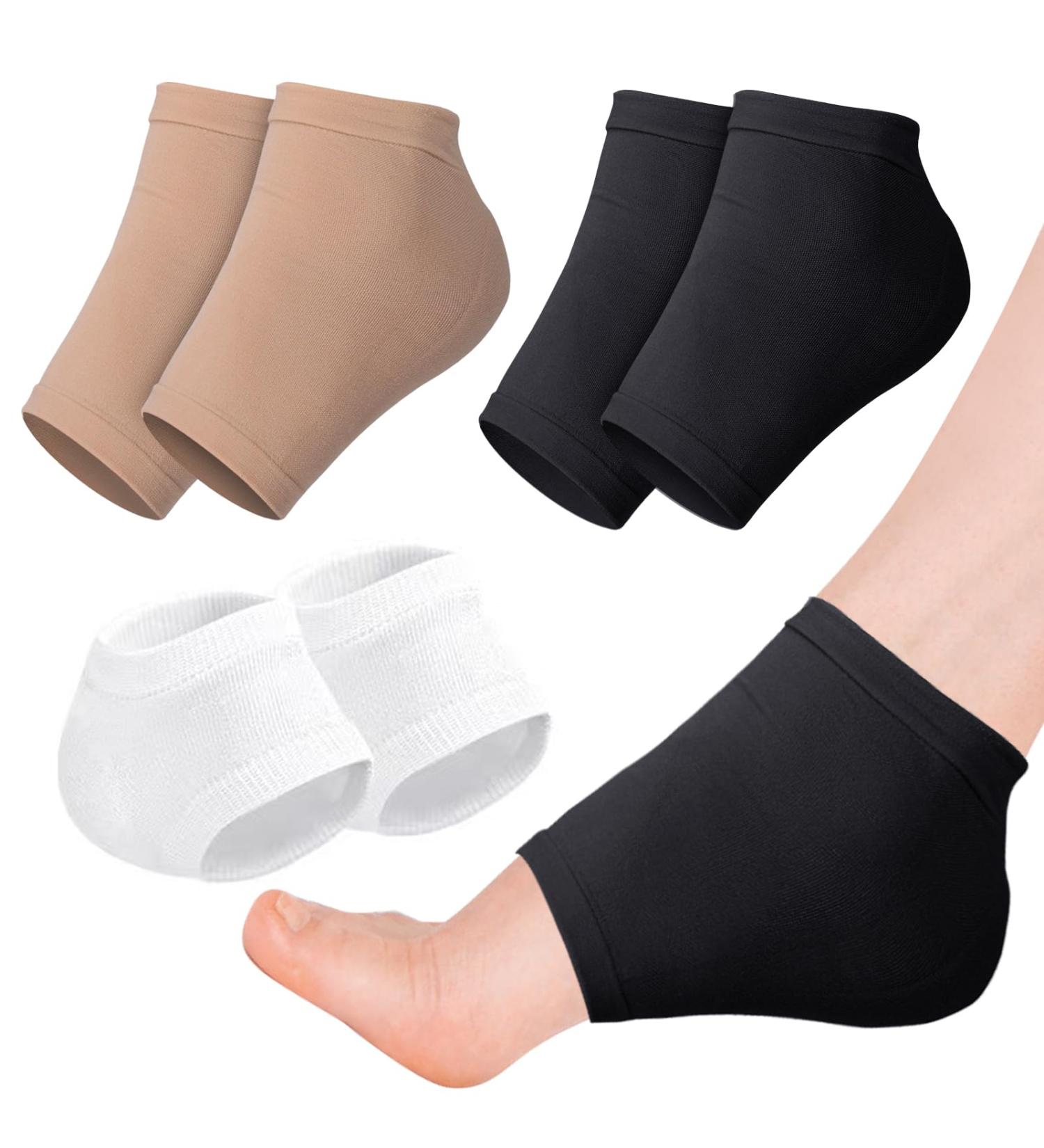 3 Pairs Gel Heel Protectors Padded Heel Socks Heel Support for Plantar Fasciitis Silicone Moisturizing Socks Ventilate Gel Socks for Open Toe Care Skin Cracked Heel Men Women - Buy Online on GoSupps.com