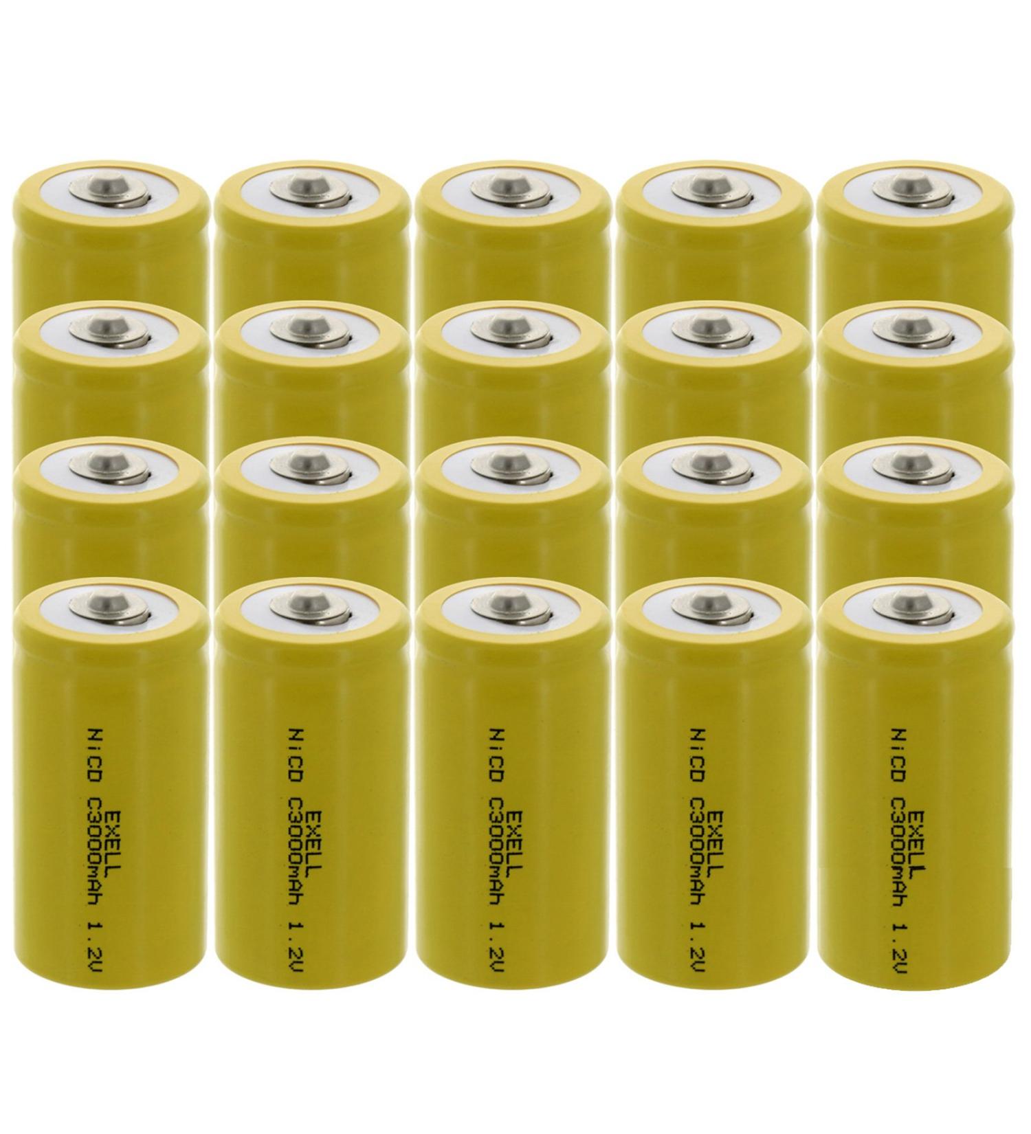 20x Exell C Size 1.2V 3000mAh NiCD Rechargeable Batteries - High Power for Meters Radios & RC Devices | International Shipping Available - Buy Online on GoSupps.com