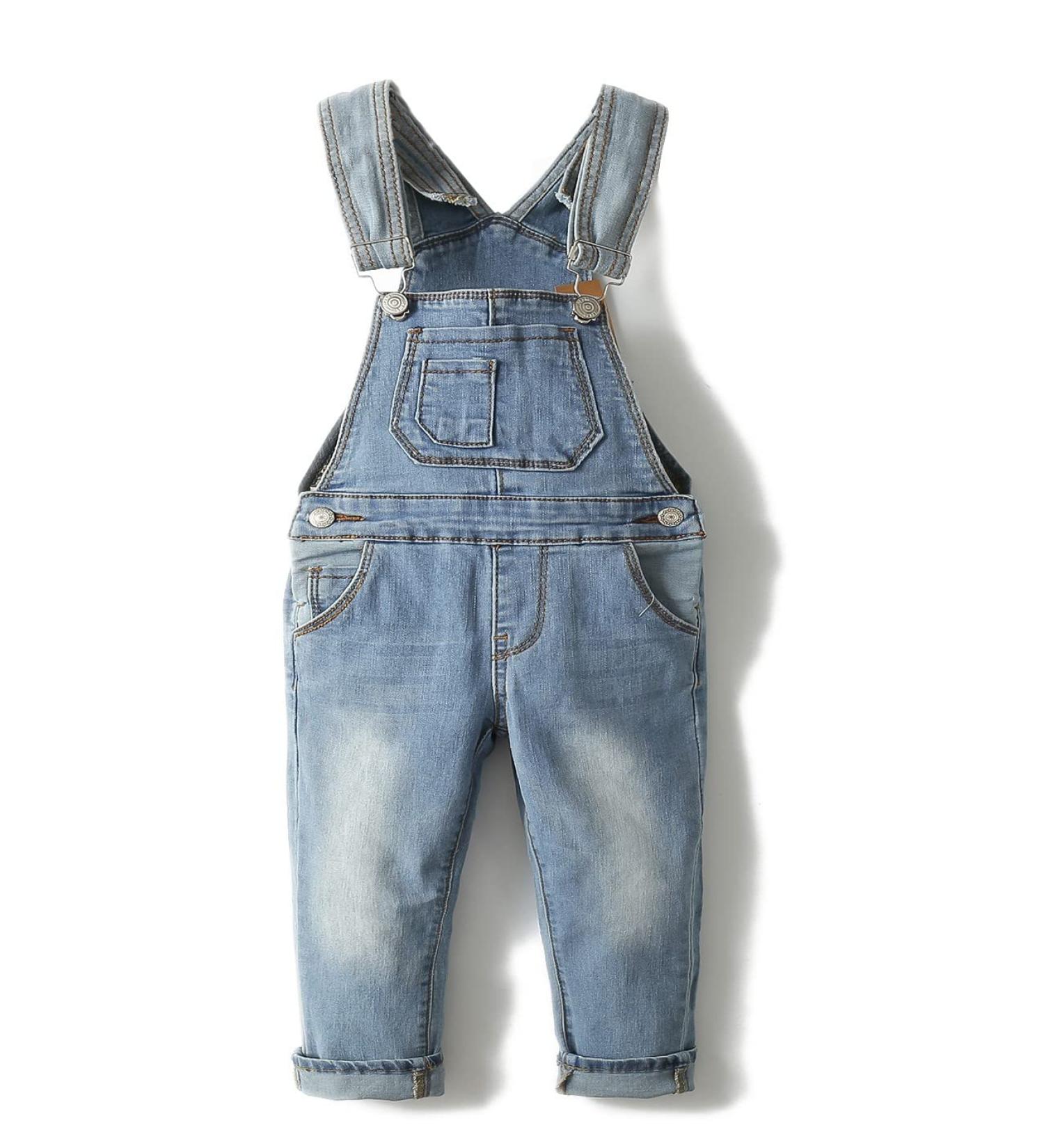KIDSCOOL SPACE Baby Boy Girl Slim Denim Overalls 18-24 Months Light Blue - Buy Online on GoSupps.com