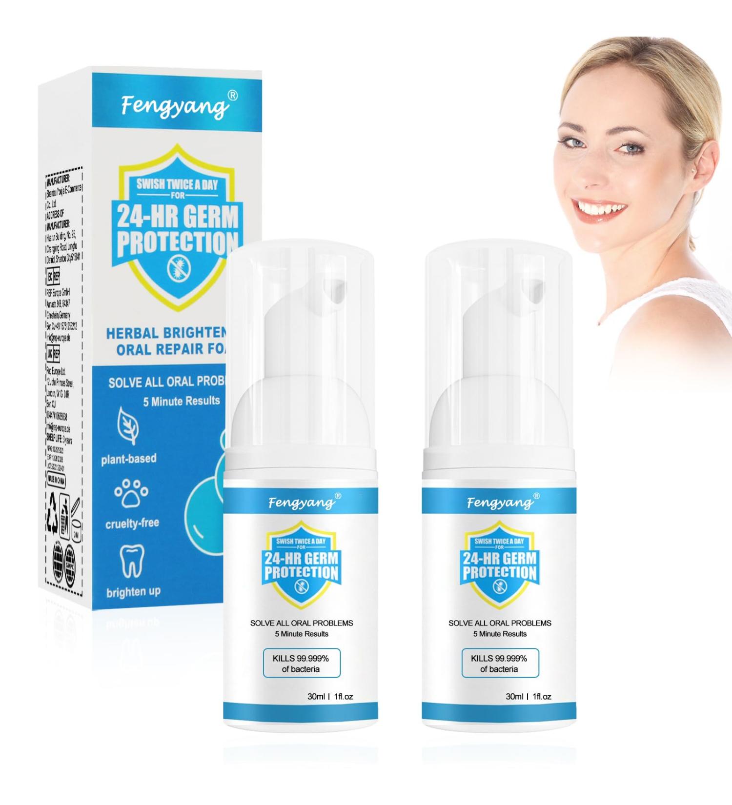 Fengyang 2Pcs Foam Toothpaste - Whiter Teeth Mousse Foam Deep Cleaning & Stain Removal - Buy Online on GoSupps.com