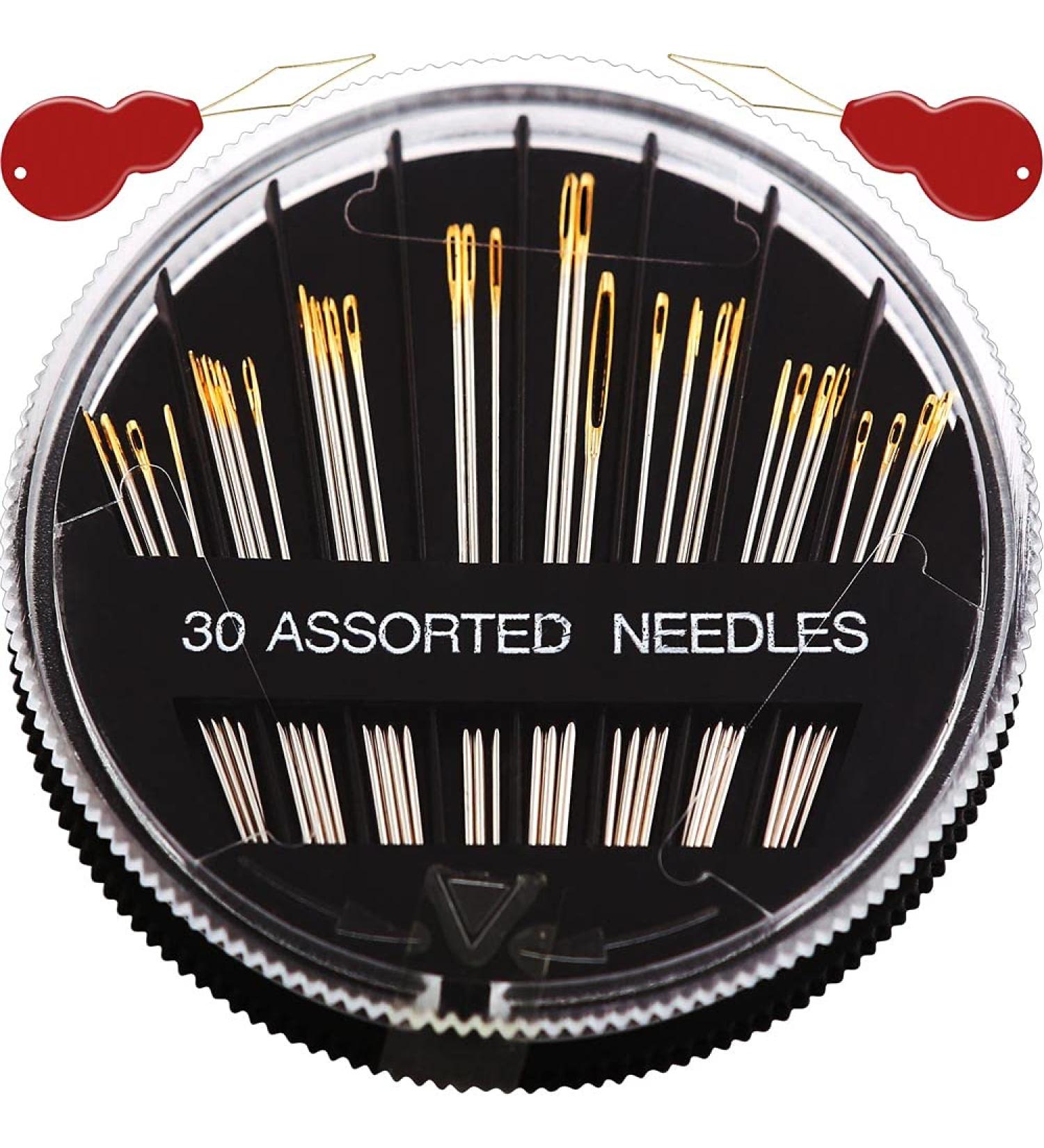 Premium 30/60 Pack Sewing Needles for Hand Sewing - 6 Sizes Assorted with Threaders - Buy Online on GoSupps.com