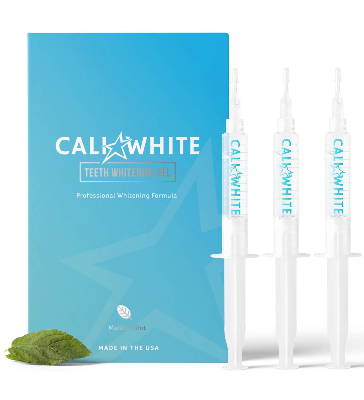 Cali White 35% Carbamide Peroxide Teeth Whitening Gel Refills - Natural Vegan Organic Whitener - 3X 5mL Syringes - Made in USA - for Sensitive Teeth - Use with UV or LED Light & Trays - Buy Online on GoSupps.com
