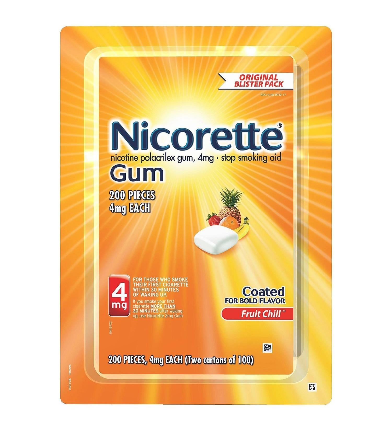 Nicorette Gum 4mg 200 pieces (Fruit Chill)