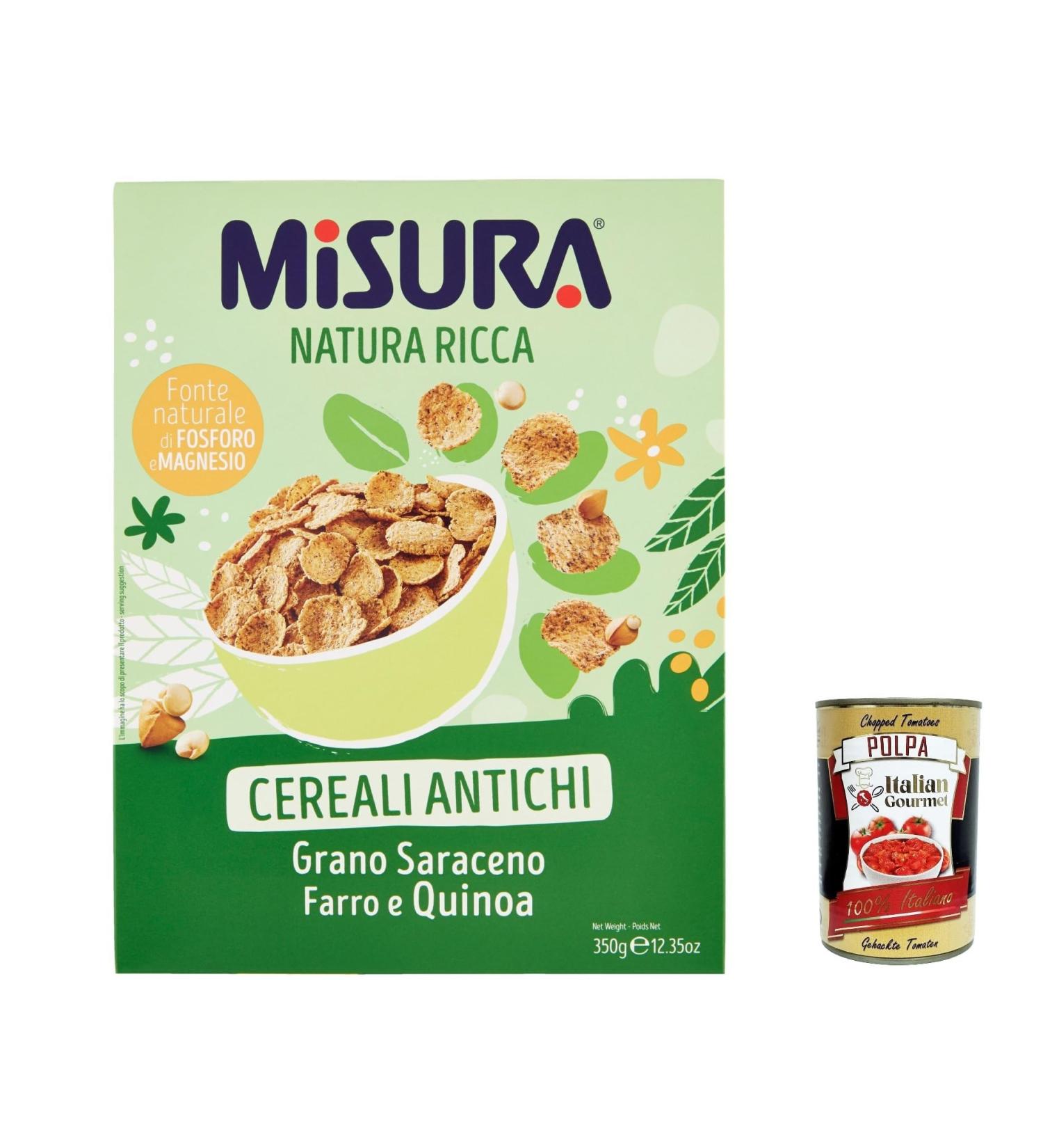  Italian Gourmet E.R. Misura Cereali Natura Ricca Cornflakes with ancient cereals buckwheat spelt and quinoa 350 g + Italian Gourmet pulp 400 g - Buy Online on GoSupps.com