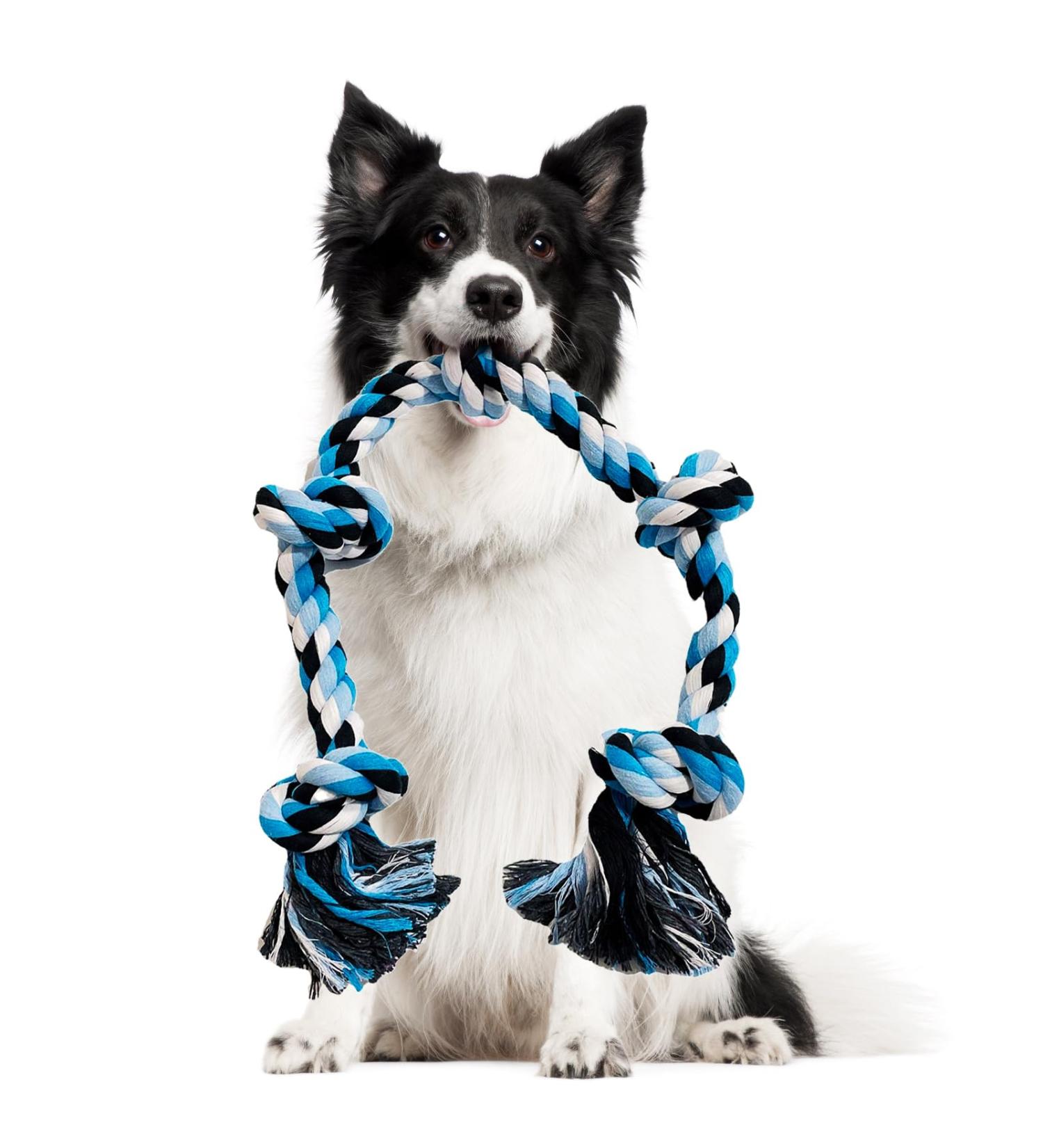 Indestructible Rope Dog Toys for Large Breeds | 90cm 5 Knots - Perfect for Aggressive Chewers - Buy Online on GoSupps.com
