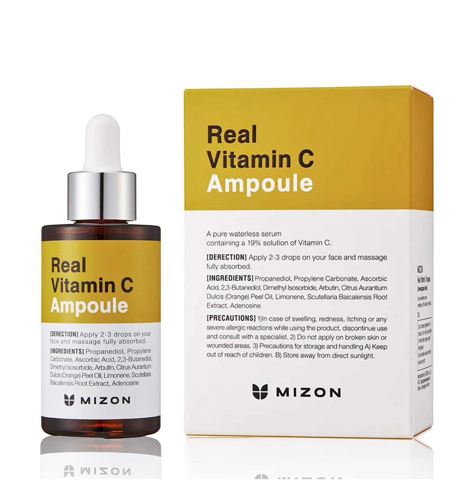  MIZON REAL VITAMIN C AMPOULE (30ml) Korean Skincare - Pure Vitamin C (19%) Brightening Serum - Complexion Correction - Nutrition & Hydration - Natural Ingredients - Buy Online on GoSupps.com