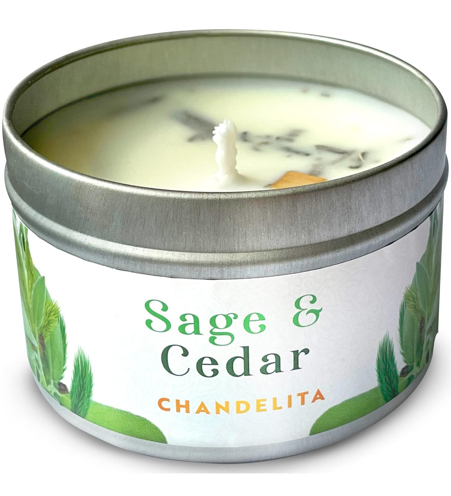 Chandelita Fragrance Candle - Natural Sage & Cedar Aroma Candle with Essential Oils | Soy Wax Chakra & Meditation Aromatherapy - Buy Online on GoSupps.com