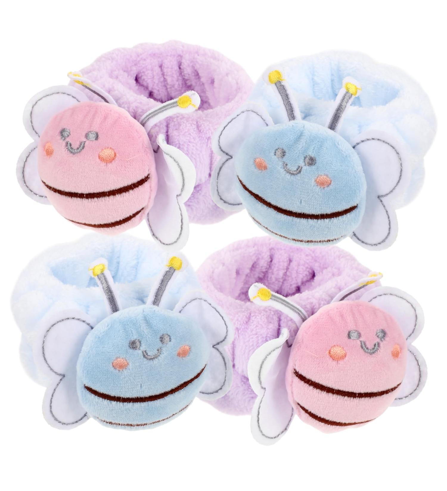 4pcs Face Wash Wristband Stretchy Hair Ties Wrist Spa Washband Wristbands Wash Arm Bee Suit Wrist Scrunchies for Washing Face Rose Gold Ribbon Towel Cleaning Tape Elastic Flannel - Buy Online on GoSupps.com