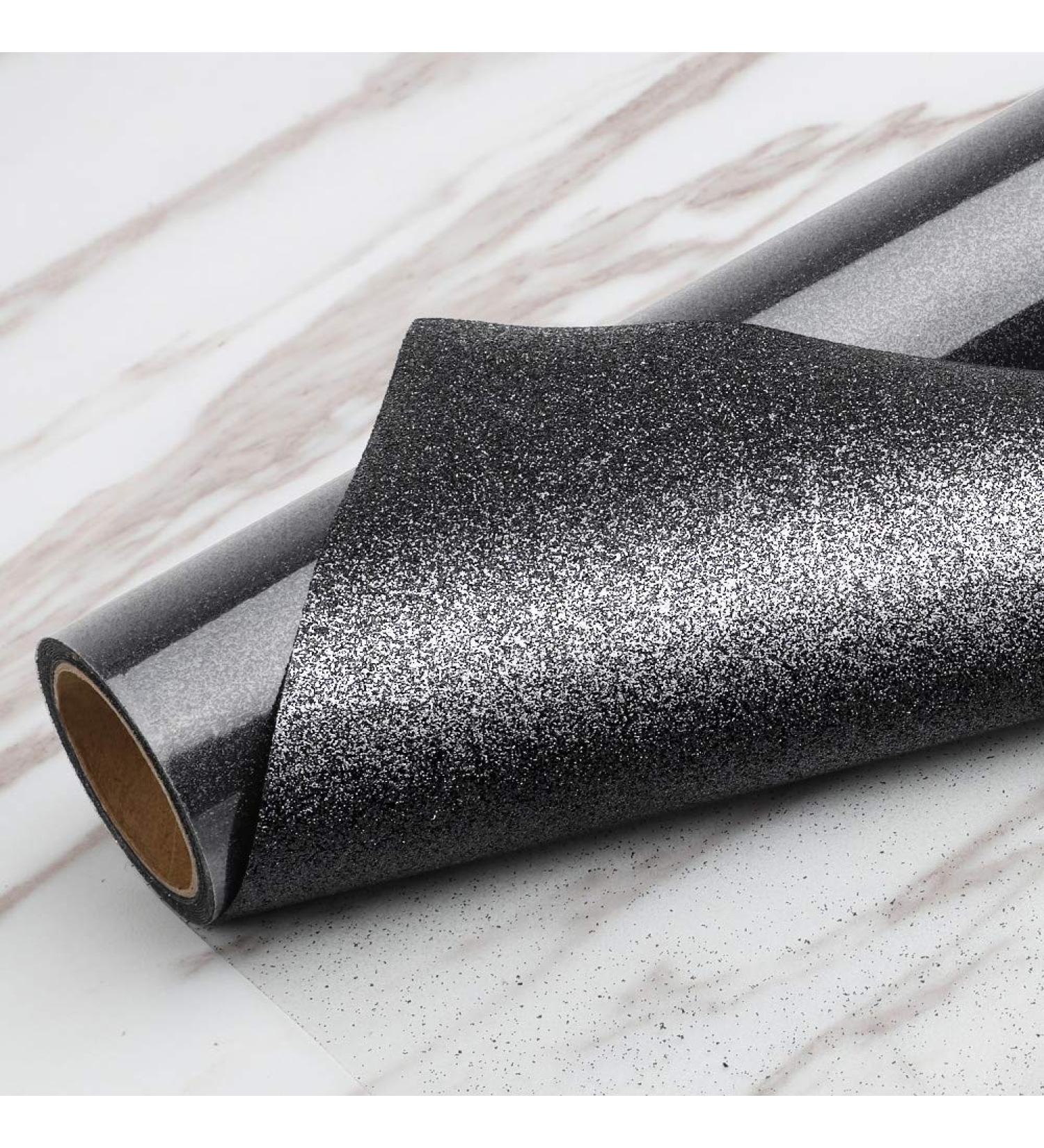 TransWonder Black Glitter HTV 12inx5ft - Sparkling Heat Transfer Vinyl for Cricut - Perfect for Father's Day Gifts - Buy Online on GoSupps.com