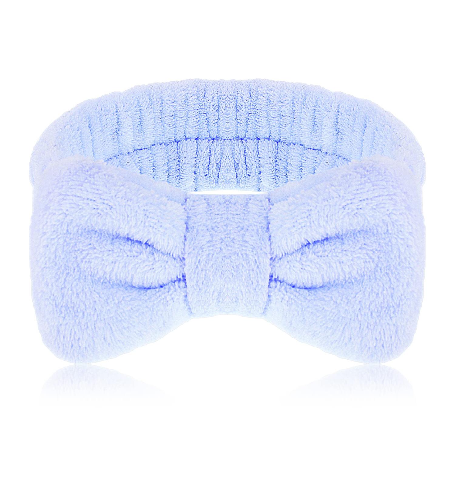 Molain Bowknot Spa Headband - Coral Fleece Hair Wrap for Women | Blue Headband for Makeup, Skincare, and Sports - Buy Online on GoSupps.com