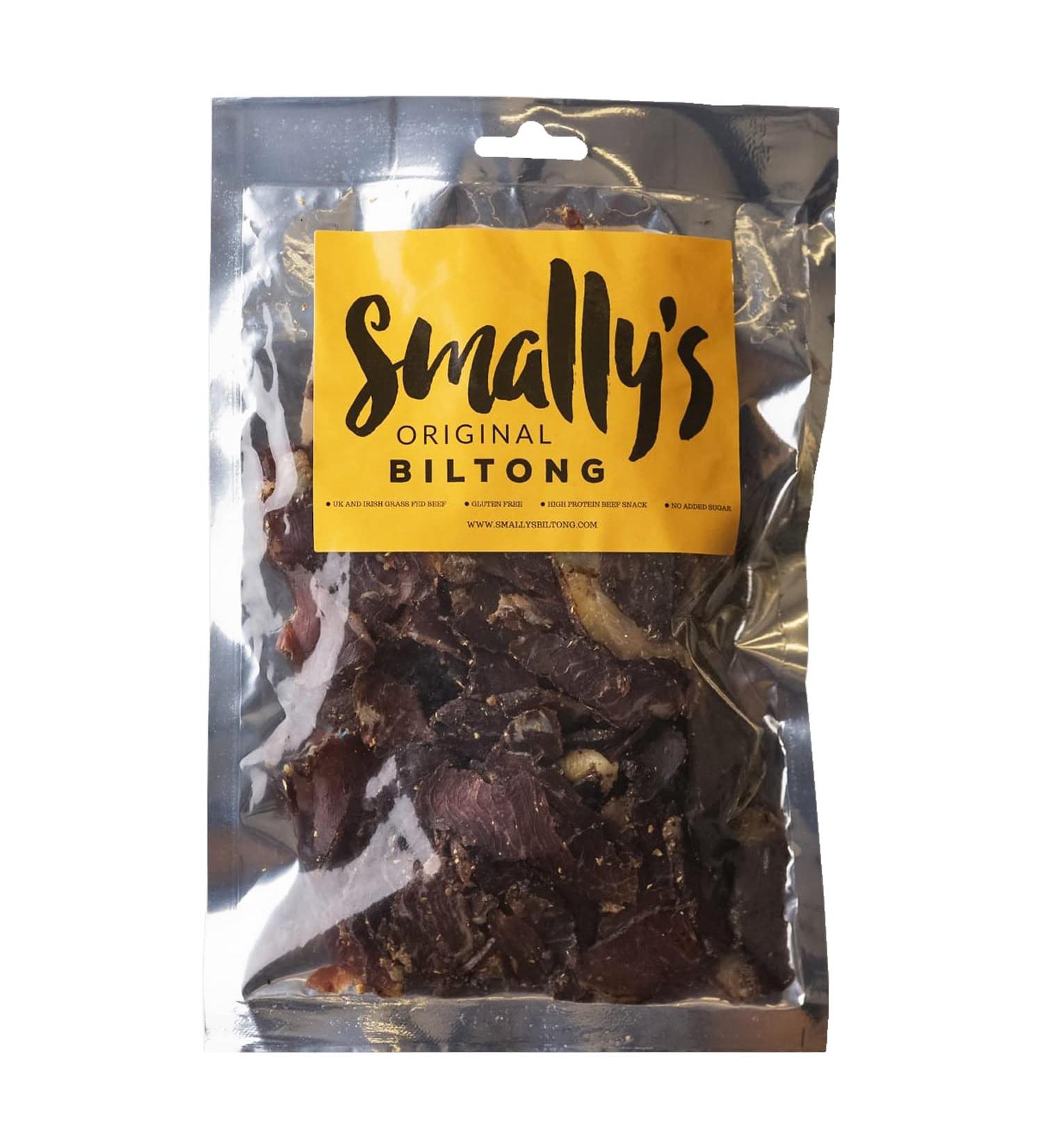 Smally's Original Fatty Biltong 500g - High Protein Gluten Free Beef Snack - No Added Sugar - Ready to Eat - Pack of 1 - Buy Online on GoSupps.com
