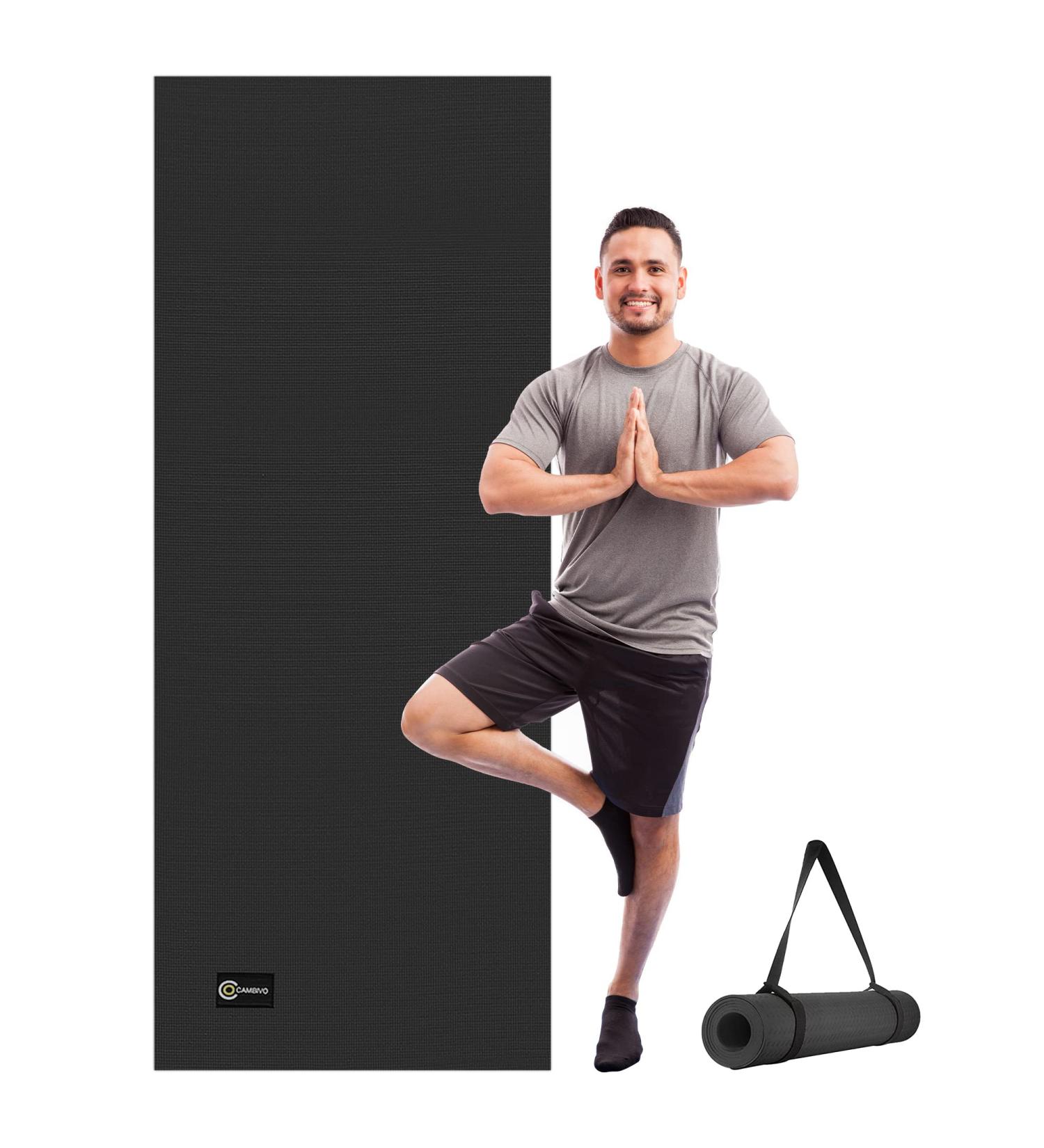 CAMBIVO Extra Long Yoga Mat for Women and Men - Non Slip Exercise Mat for Pilates, Fitness, Barefoot Workouts - 84 x 30 x 1/4 - Home Gym Studio - Black - Buy Online on GoSupps.com