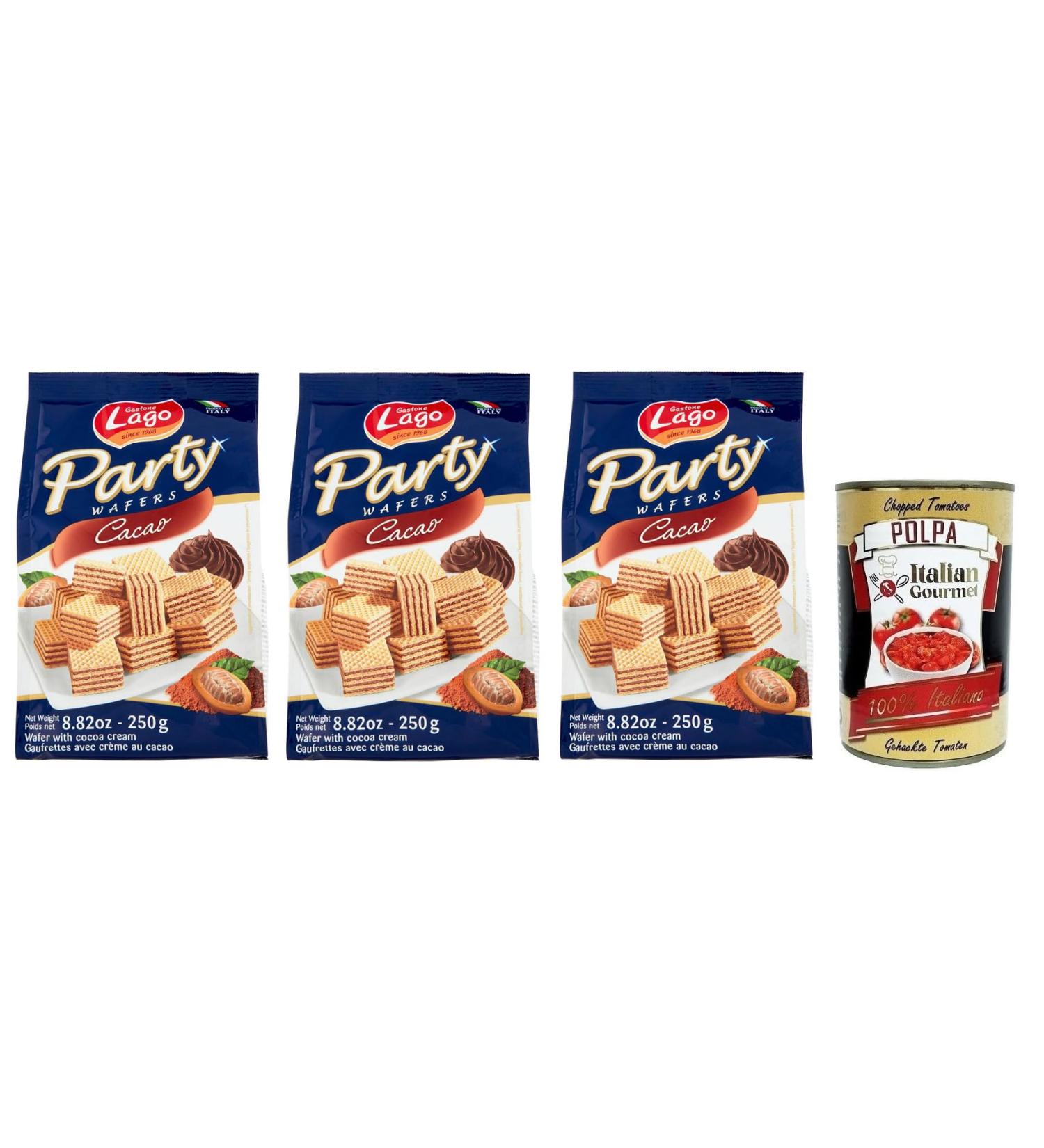  Italian Gourmet E.R. Gastone Lago Party Lot de 3 gaufres au cacao 250 g + Pulpa di Pomodoro italien 400 g - Buy Online on GoSupps.com